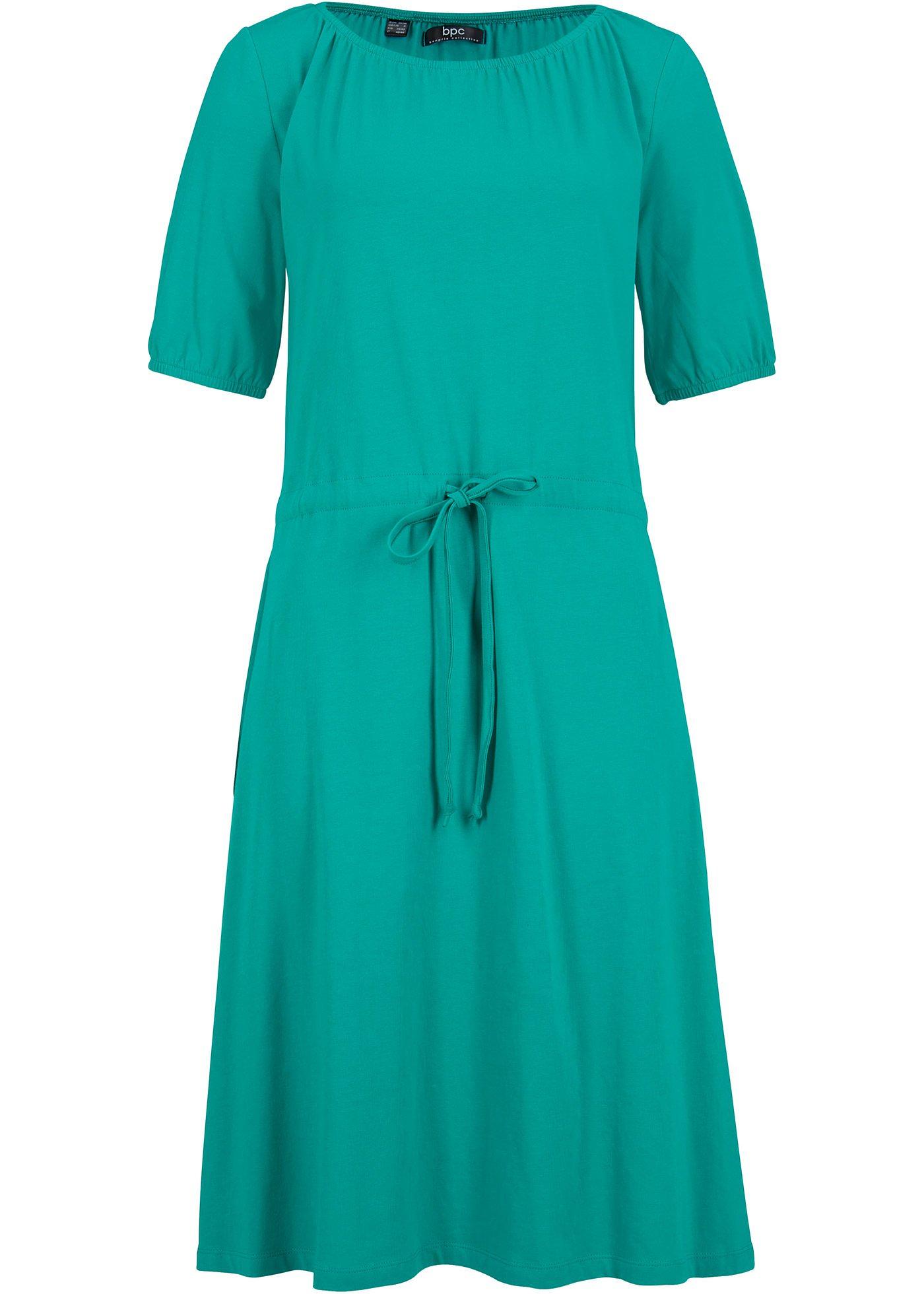 Robe en coton avec encolure bateau et fentes latérales