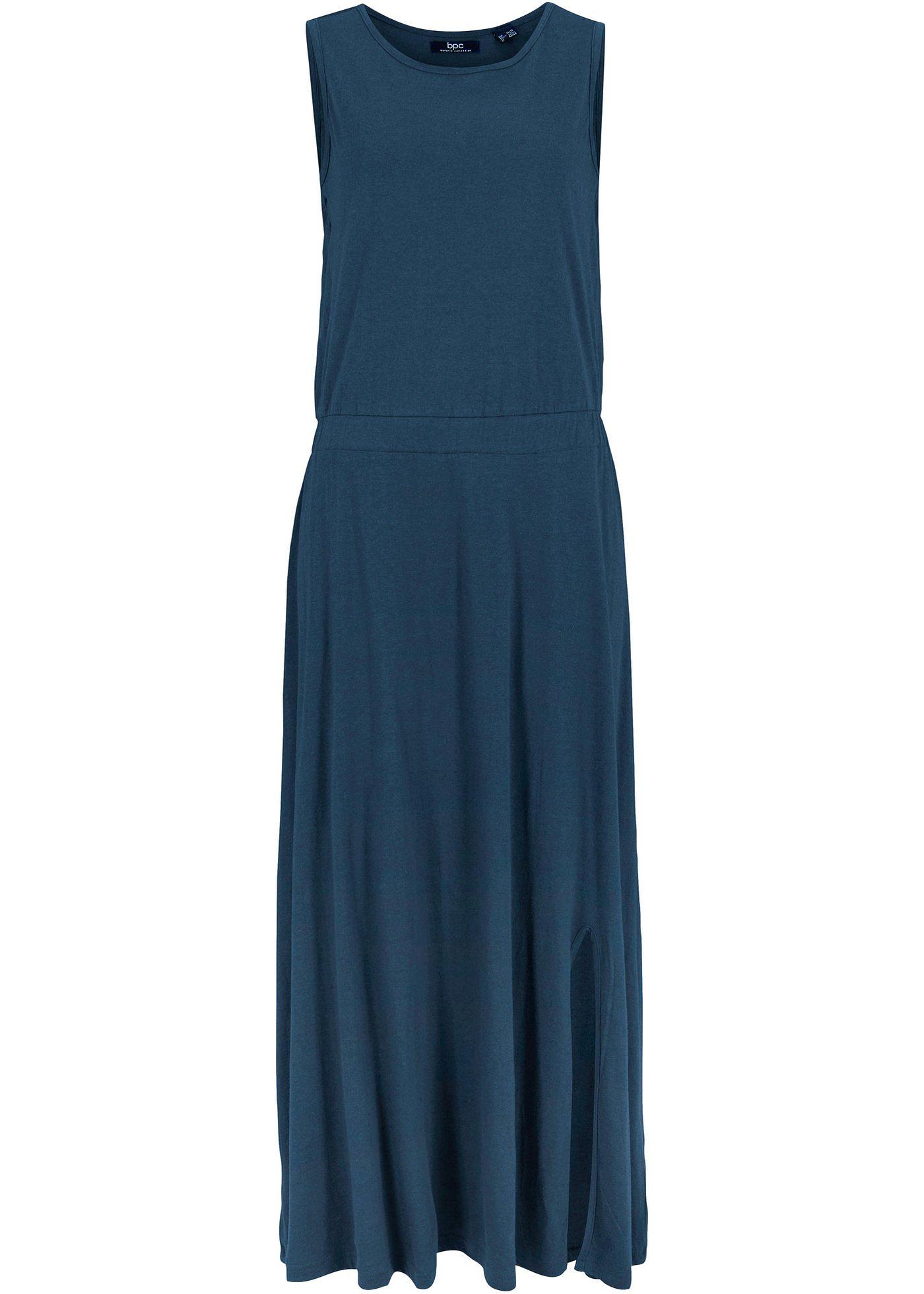 Robe longue en matière jersey avec fente