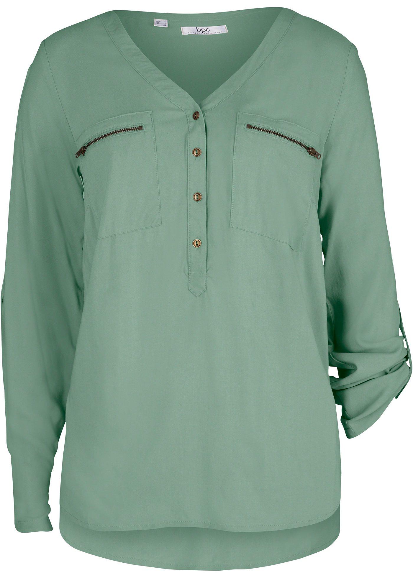 Blouse en viscose col V, manches longues