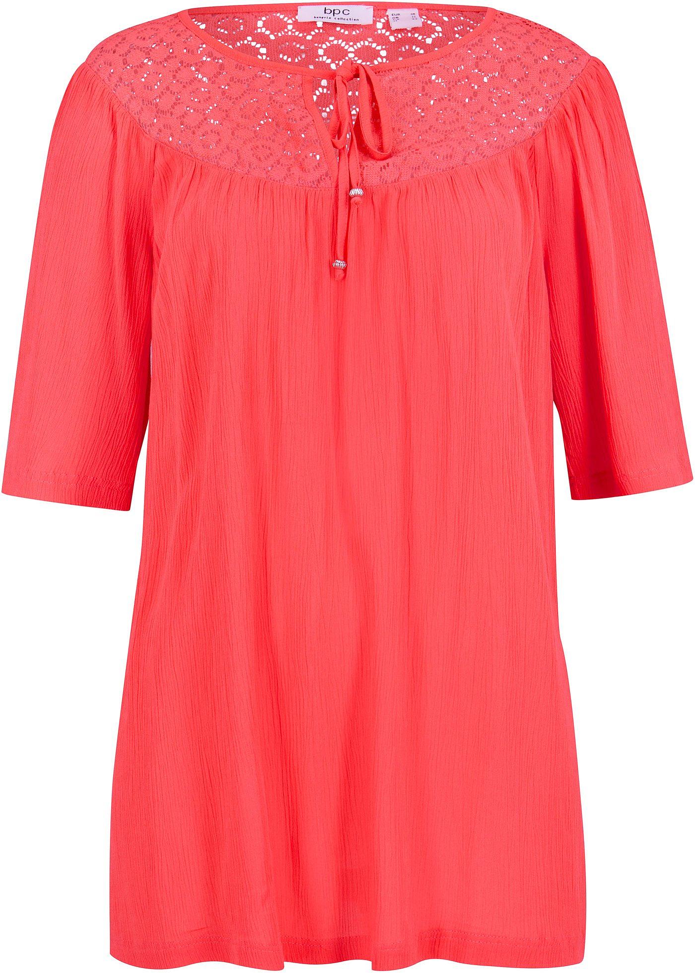 Tunique froissée en viscose, demi-manches