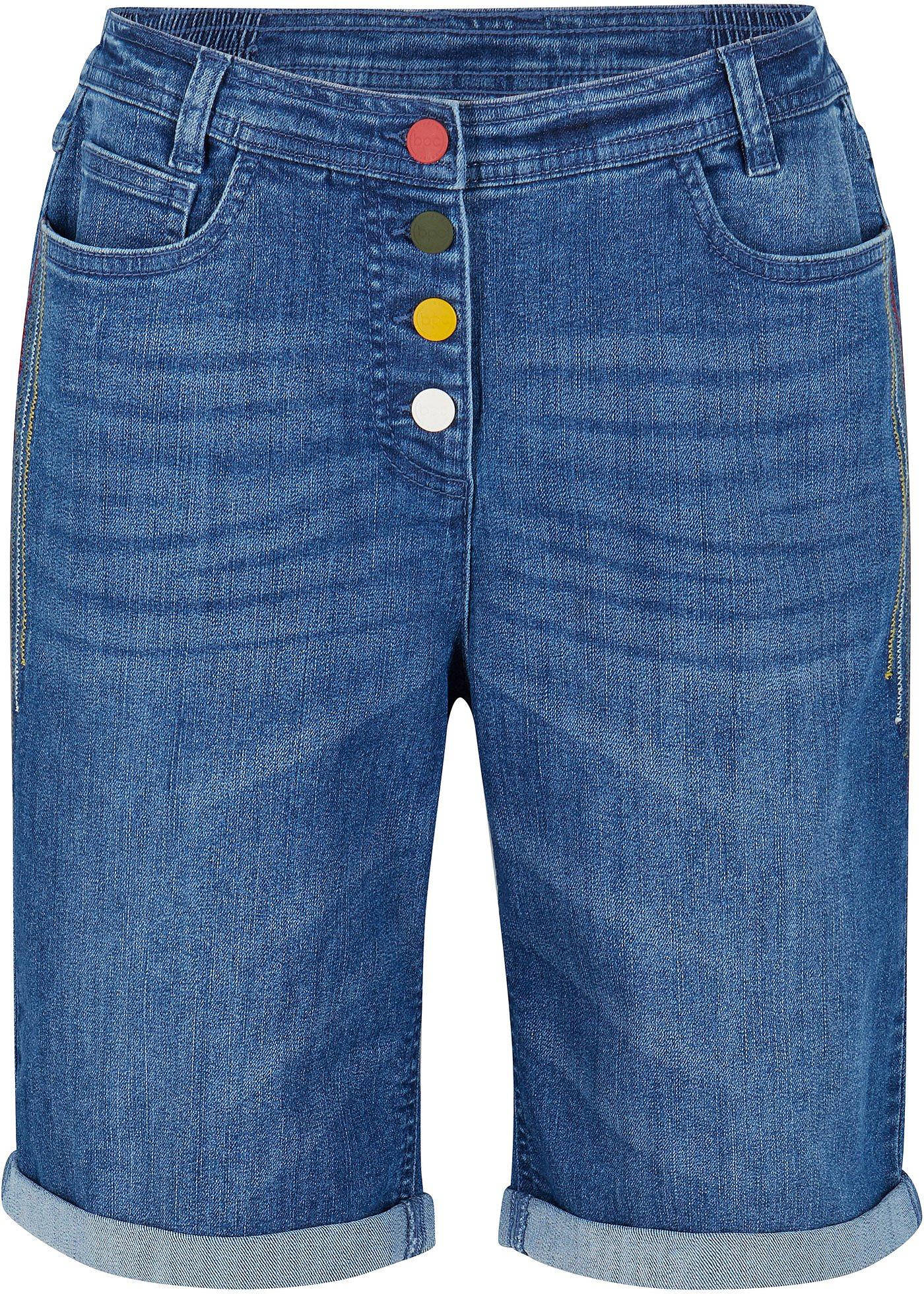 Bermuda en jean confort stretch avec broderie et taille confortable