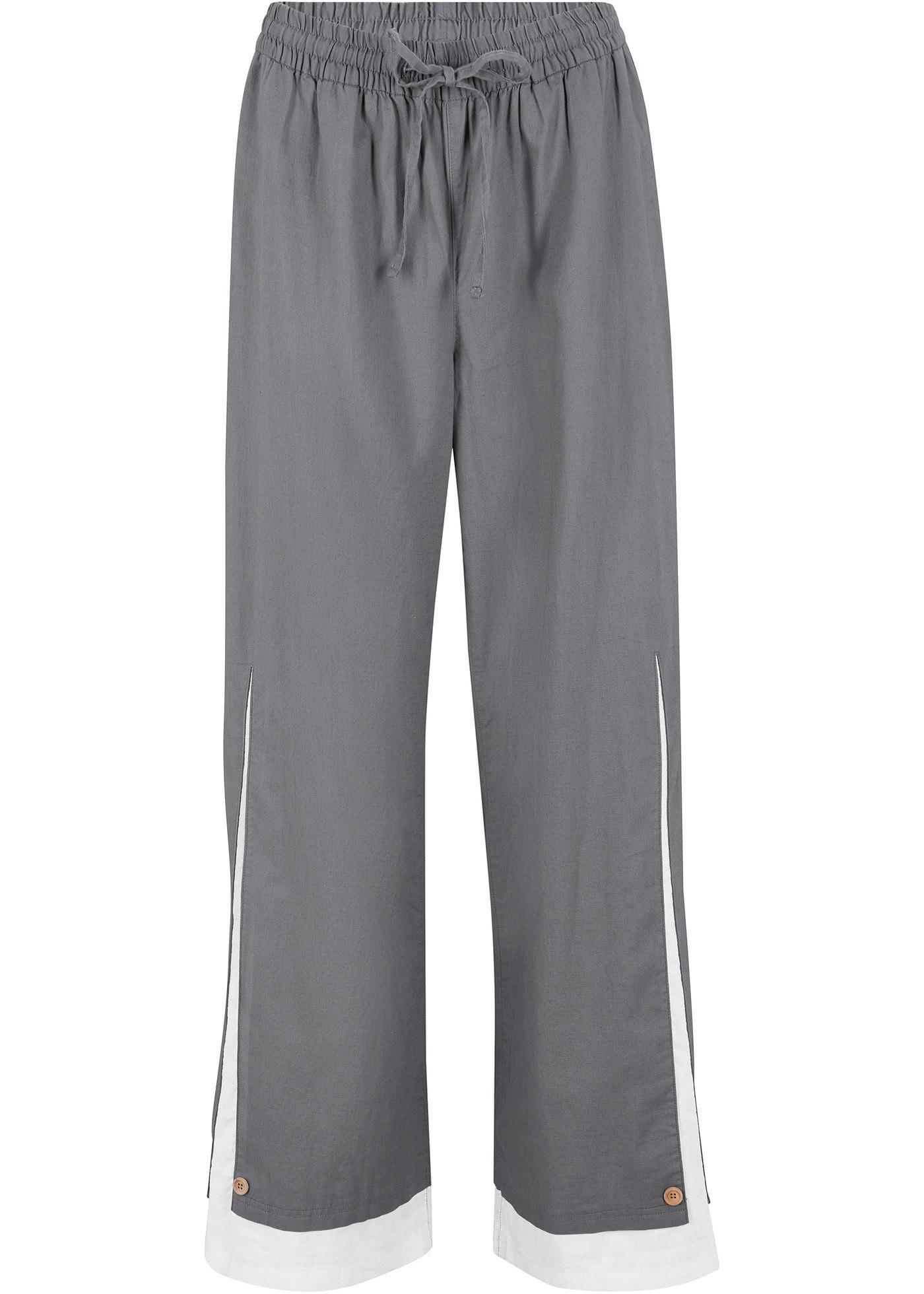 Pantalon en lin extra large style double épaisseur avec taille confortable