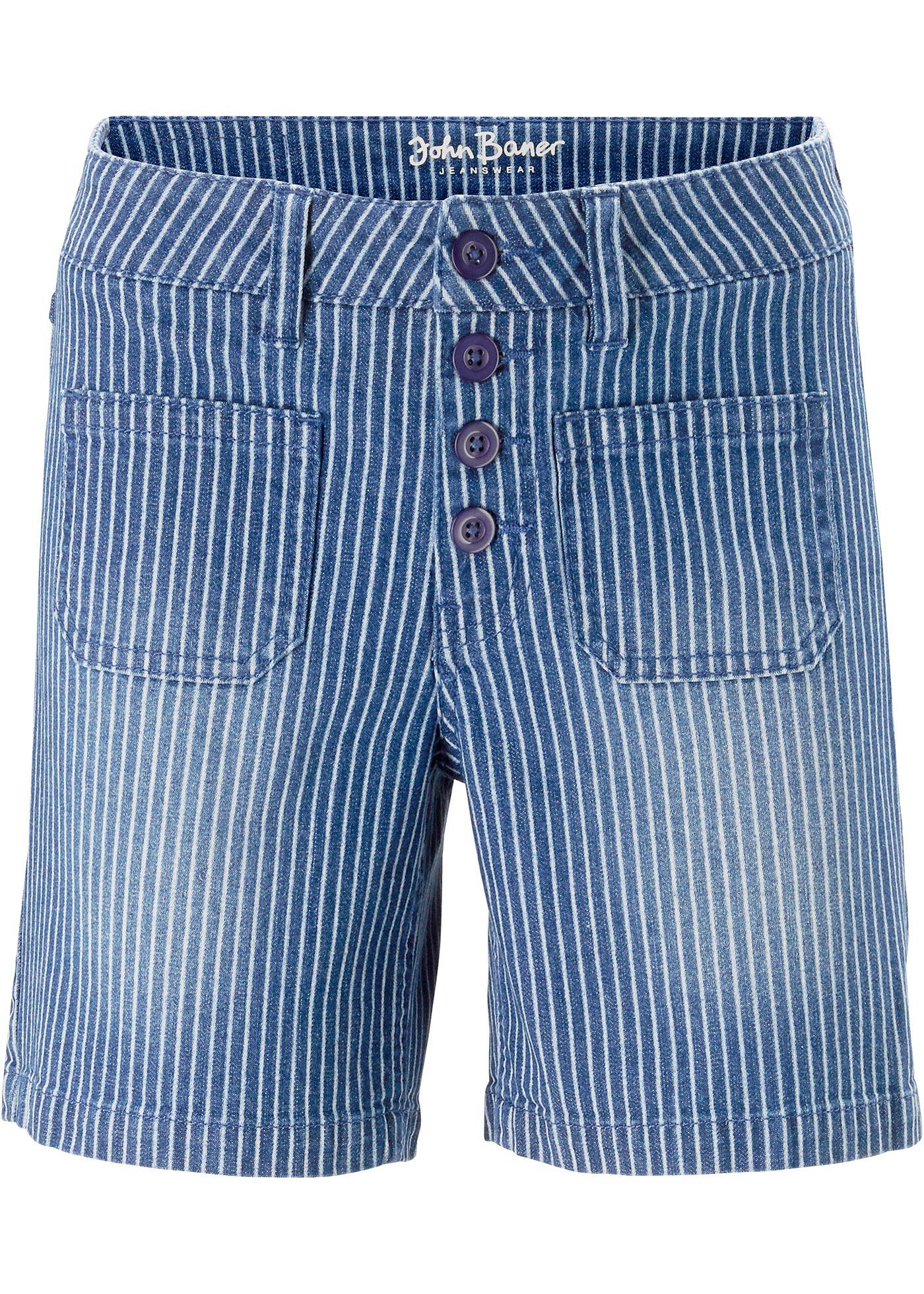 Short en jean extensible, rayé