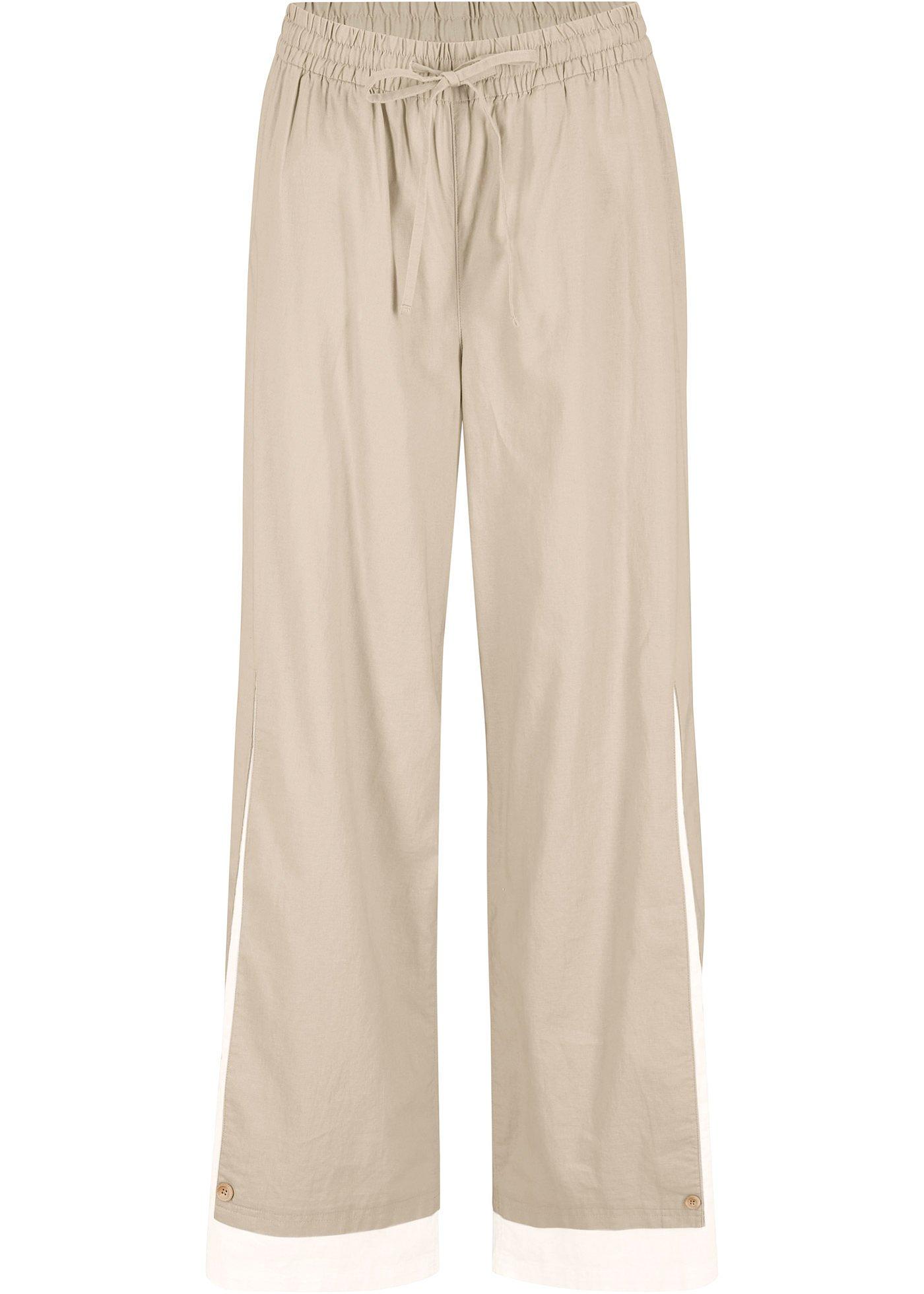 Pantalon en lin extra large style double épaisseur avec taille confortable