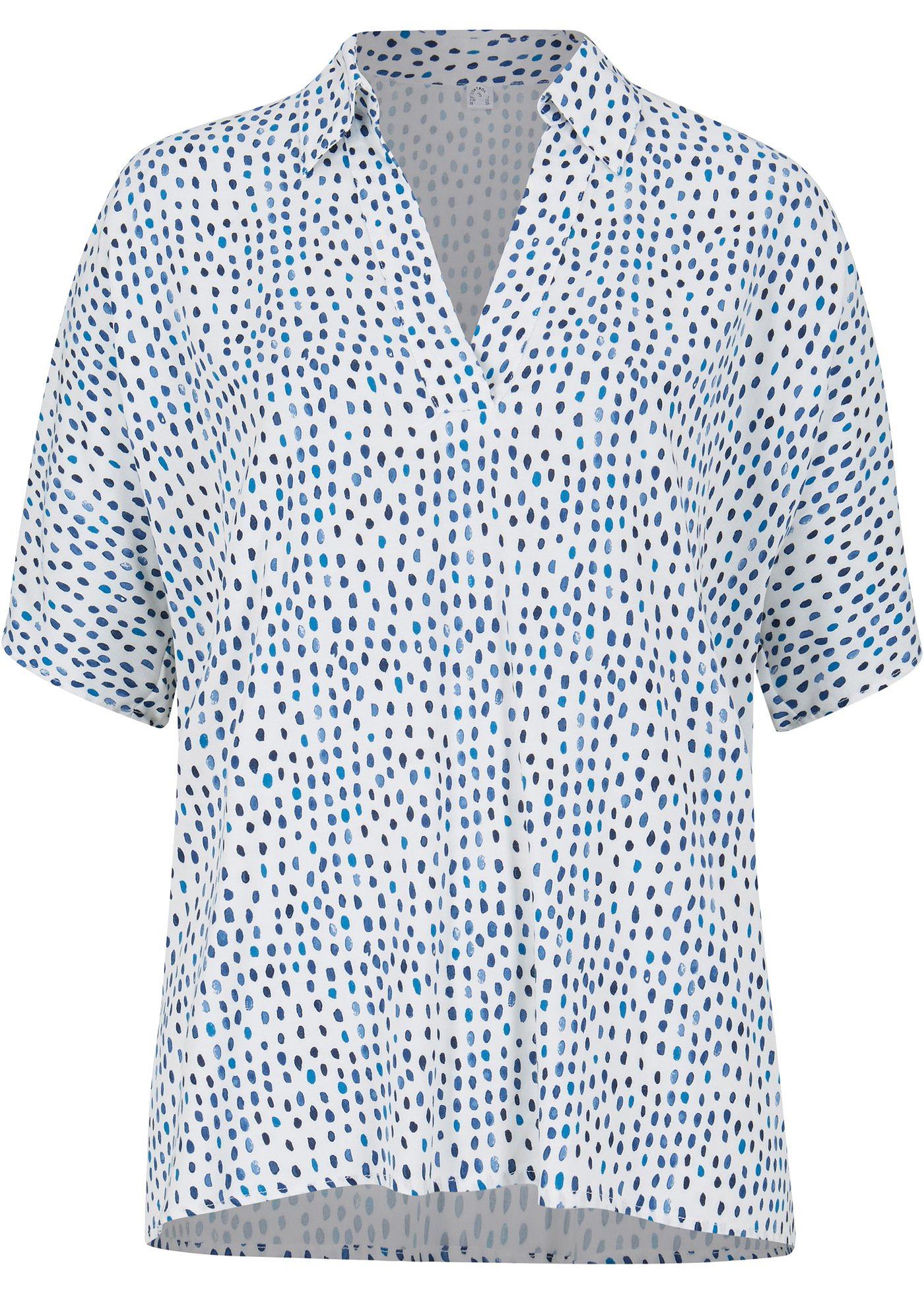 Blouse en viscose avec fentes latérales, manches courtes