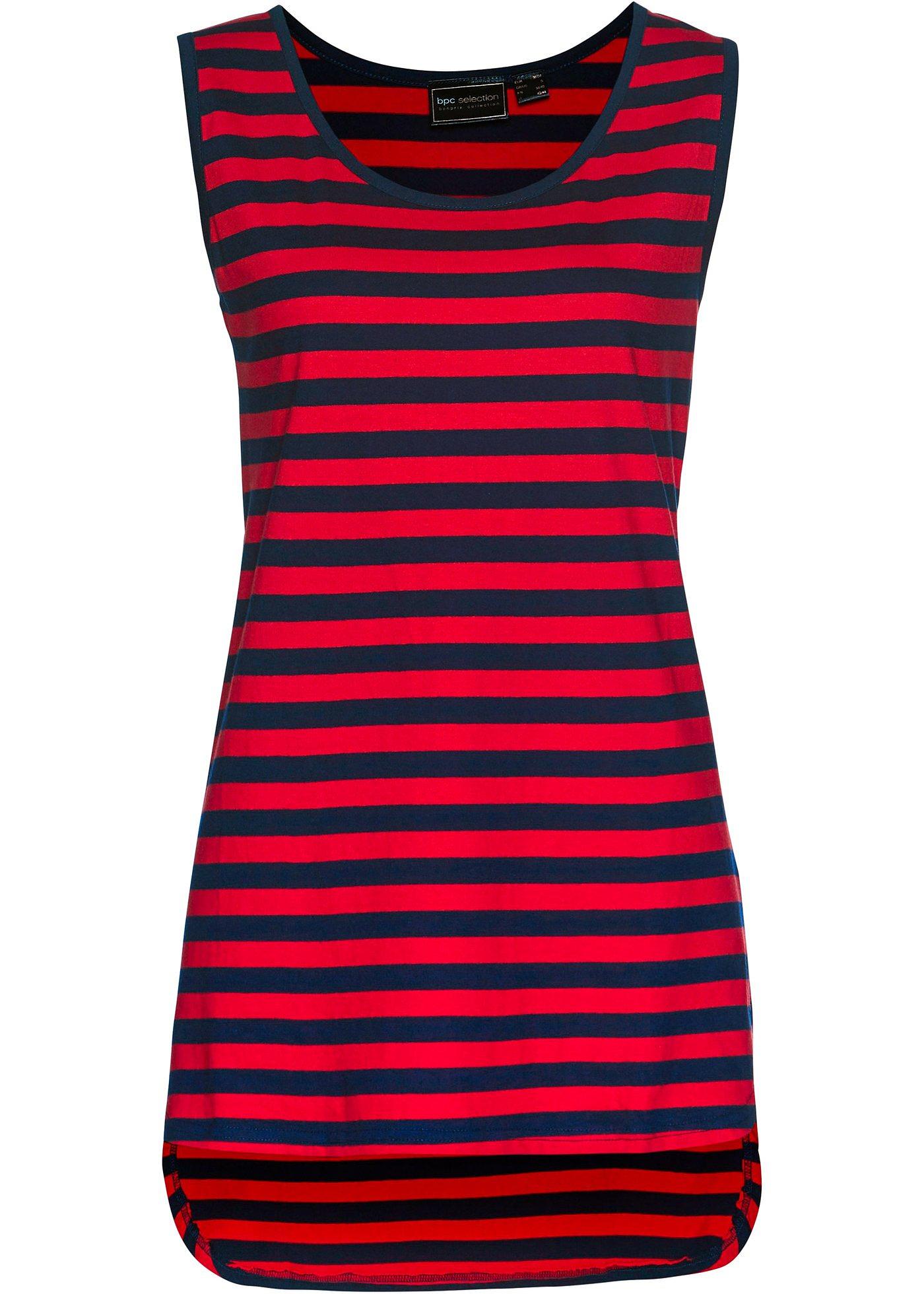 Top long rayé à encolure ronde