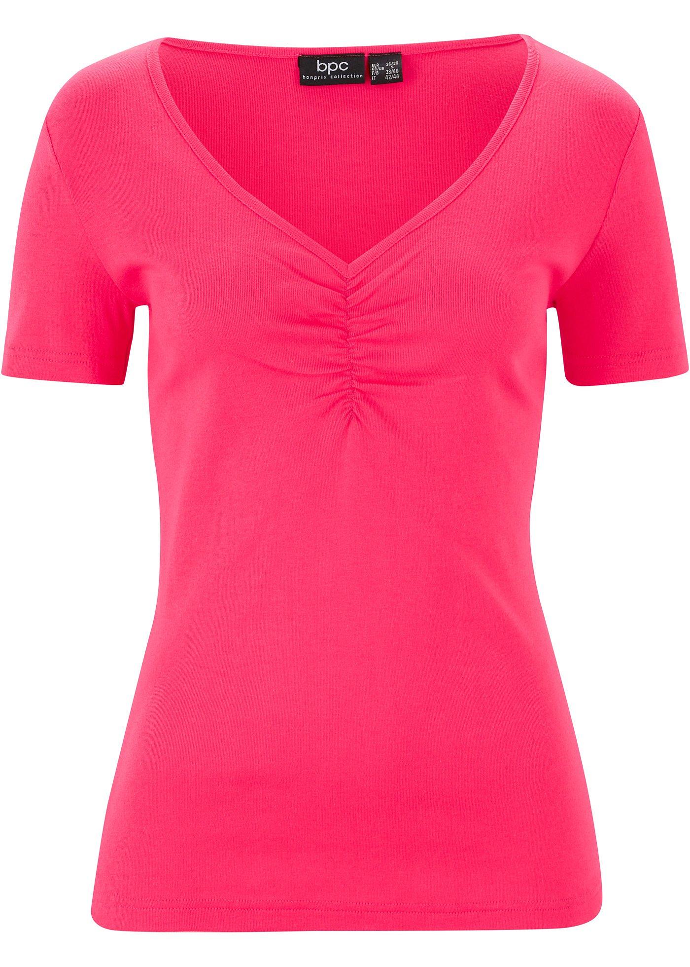 T-shirt col V avec fronces