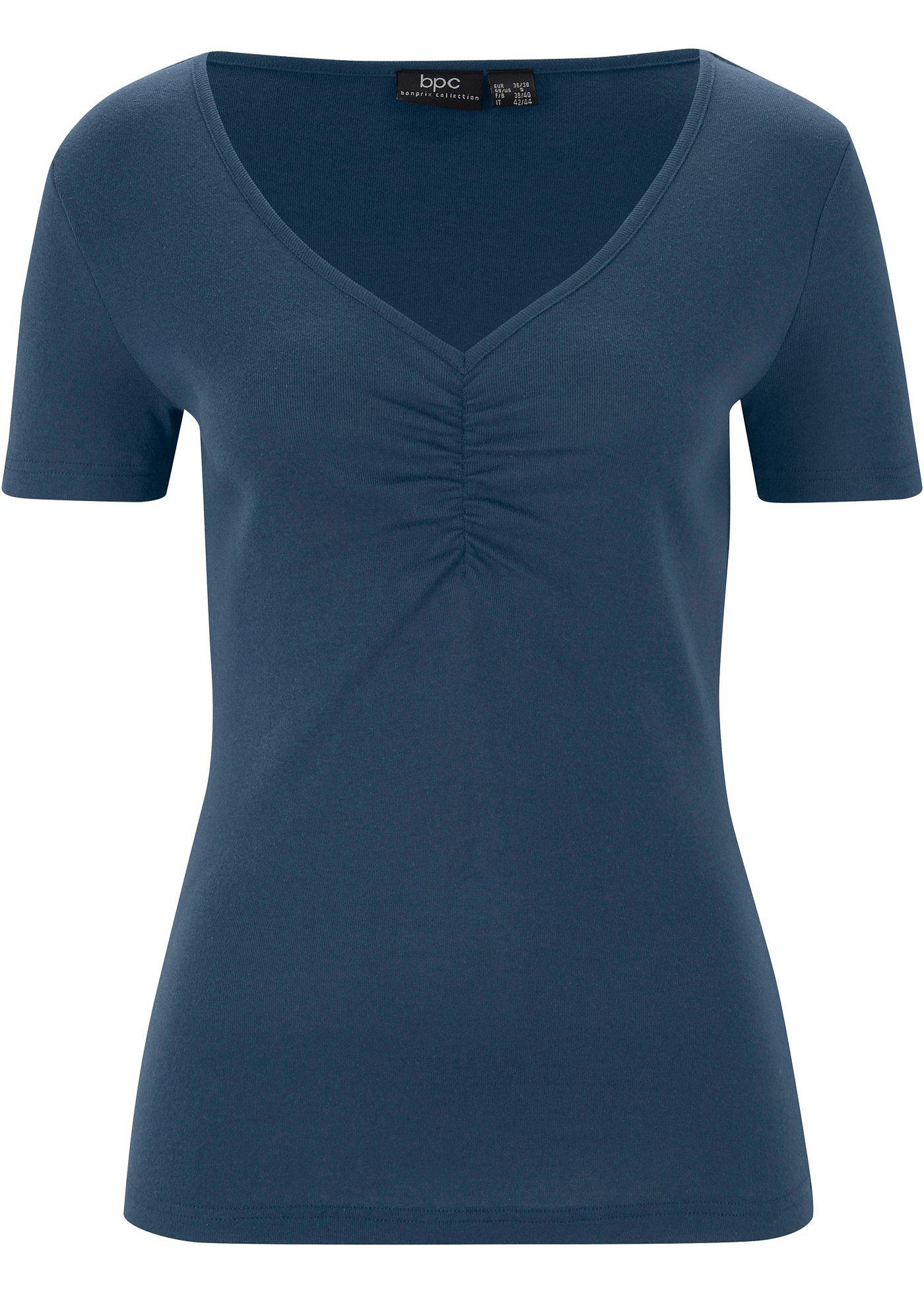 T-shirt col V avec fronces