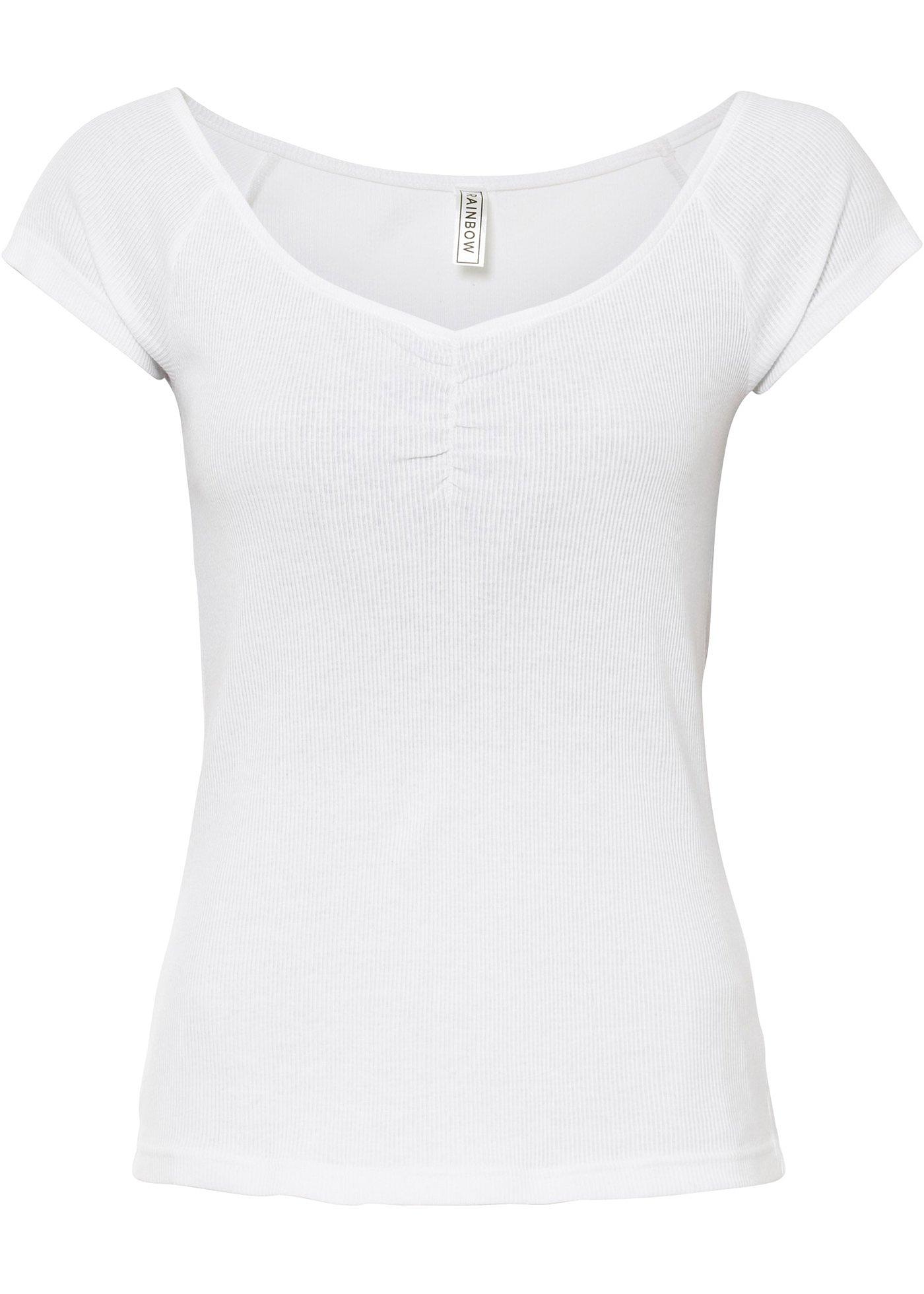 T-shirt côtelé à fronces en coton bio