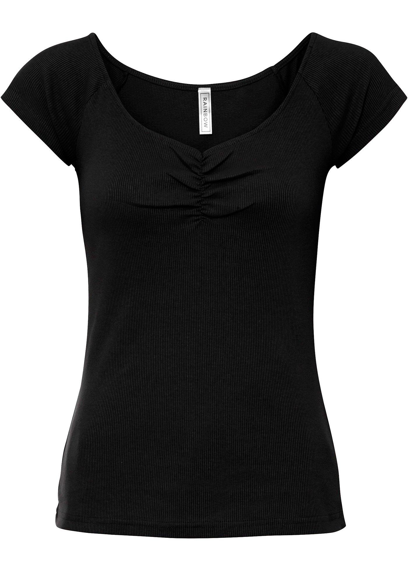 T-shirt côtelé à fronces en coton bio