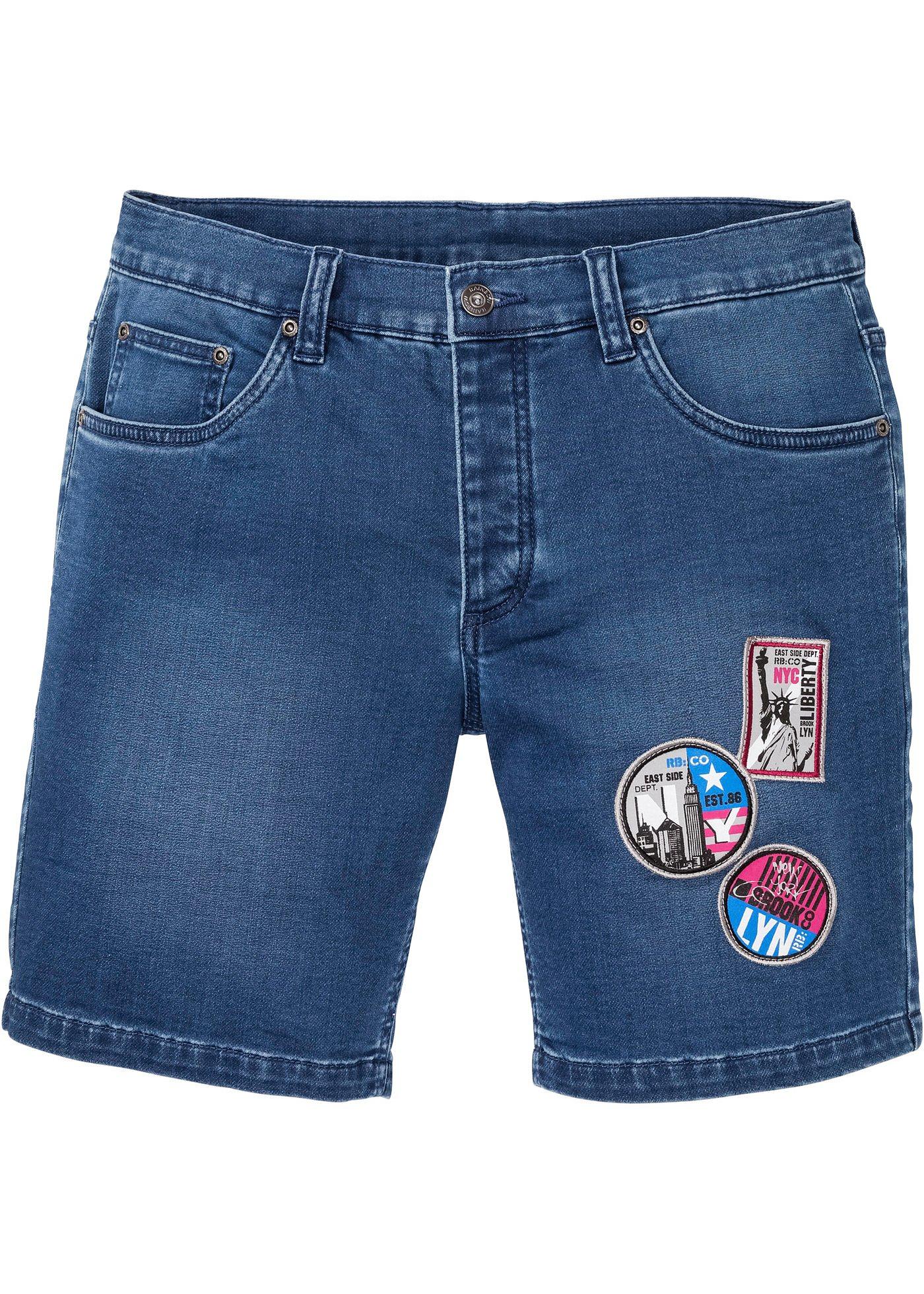 Short long en jean-jogging avec applications, Slim Fit