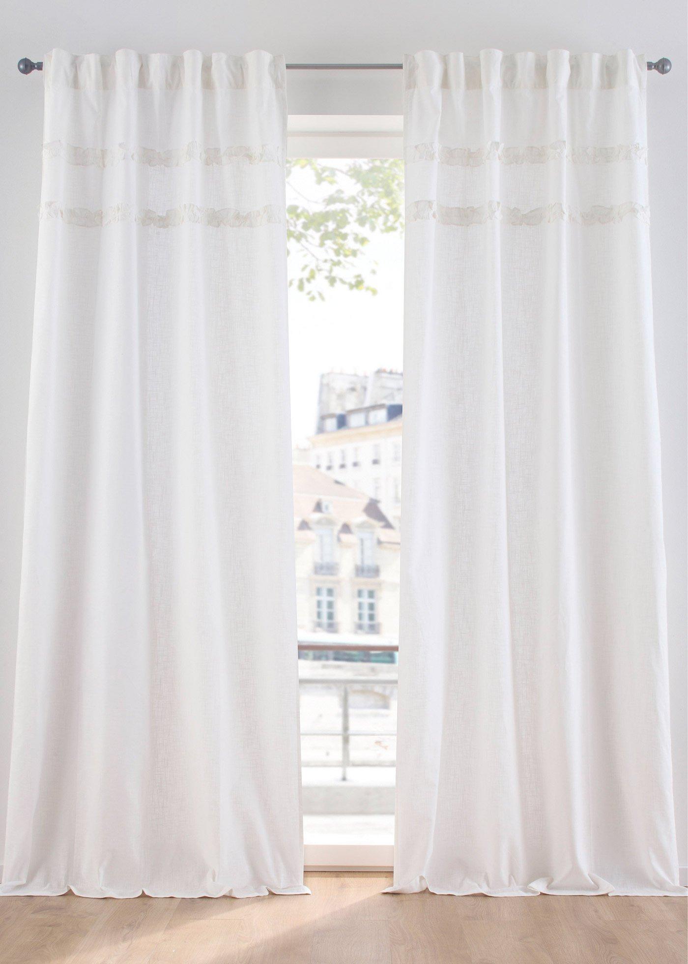 Panneau en coton bio avec ruchés (1 pce.)