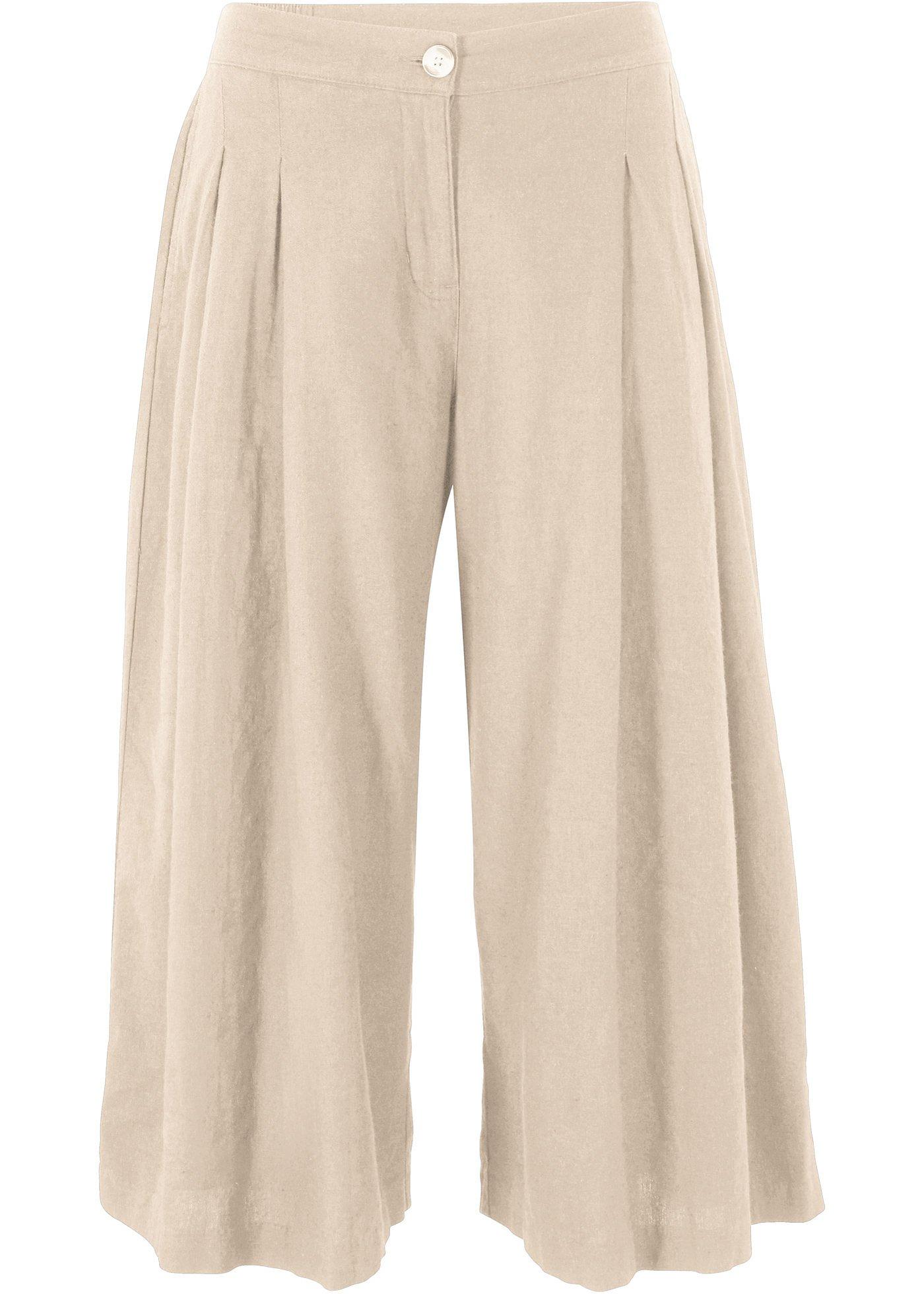 Jupe-culotte en lin, jambes larges