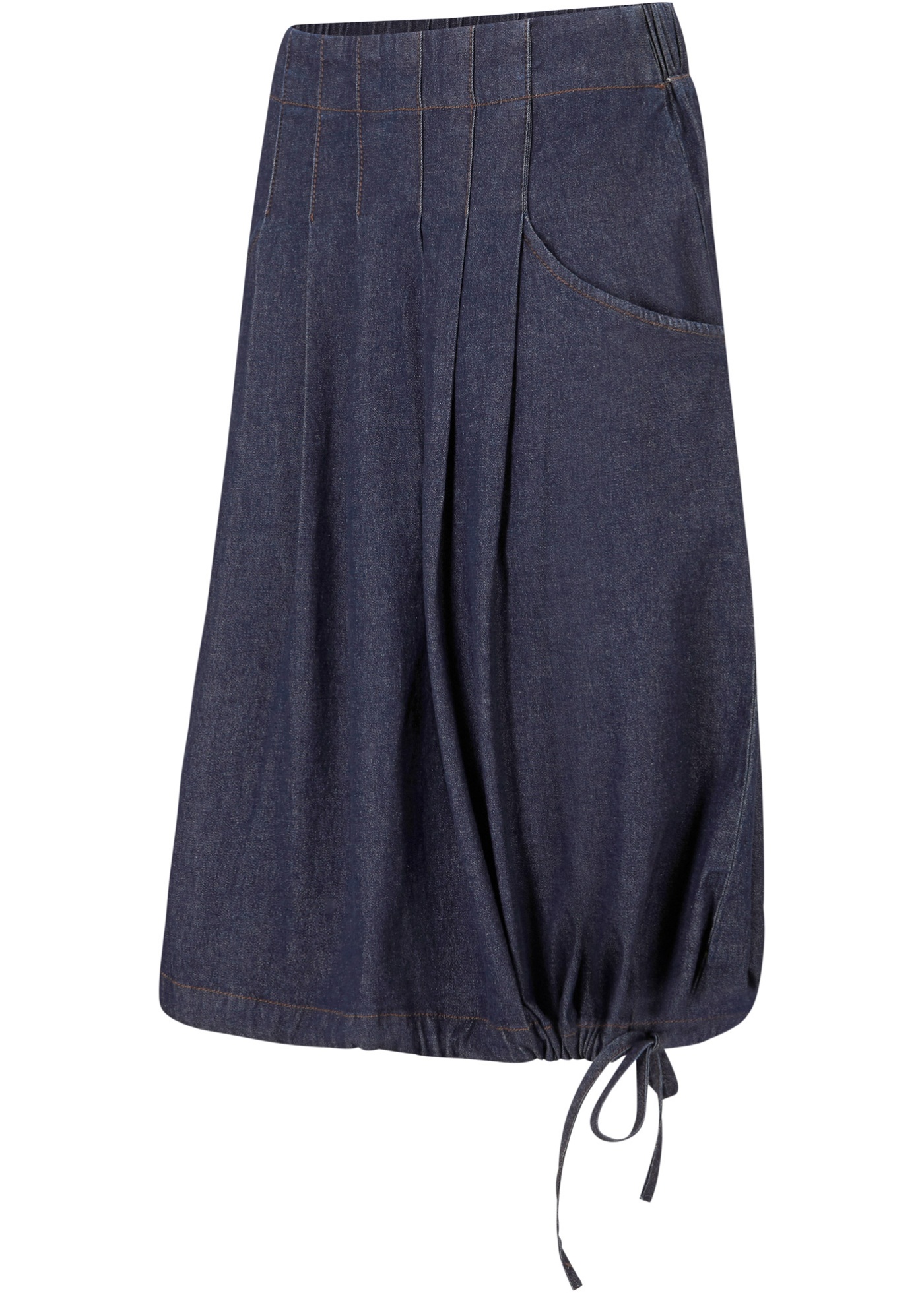 jupe en jean extensible avec plis religieuse, lien à nouer et taille confortable