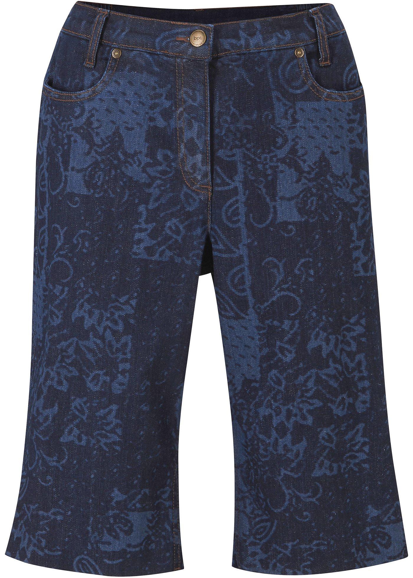 Bermuda en jean coton extensible avec patchwork et taille confortable