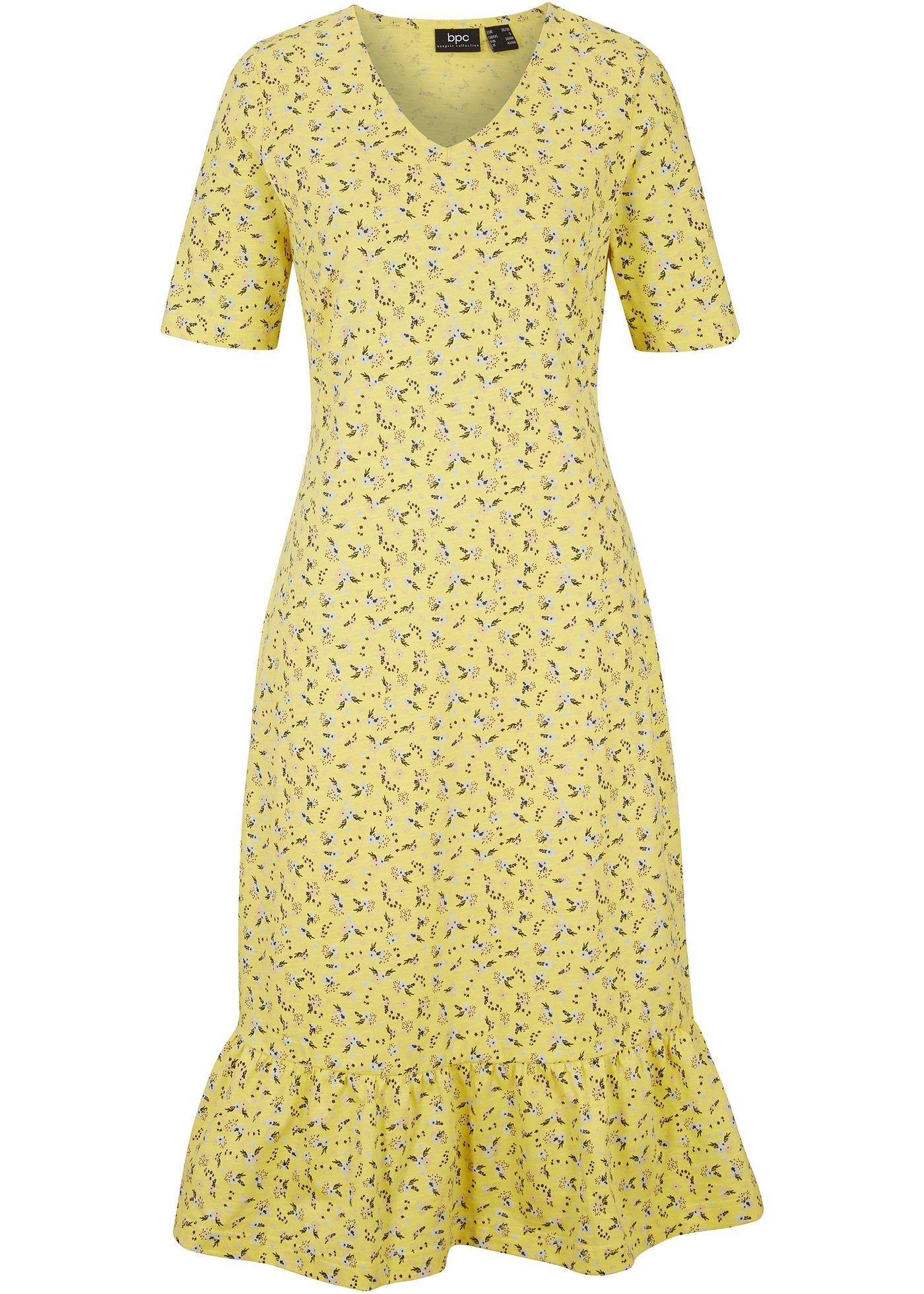 Robe en jersey avec col V et volants