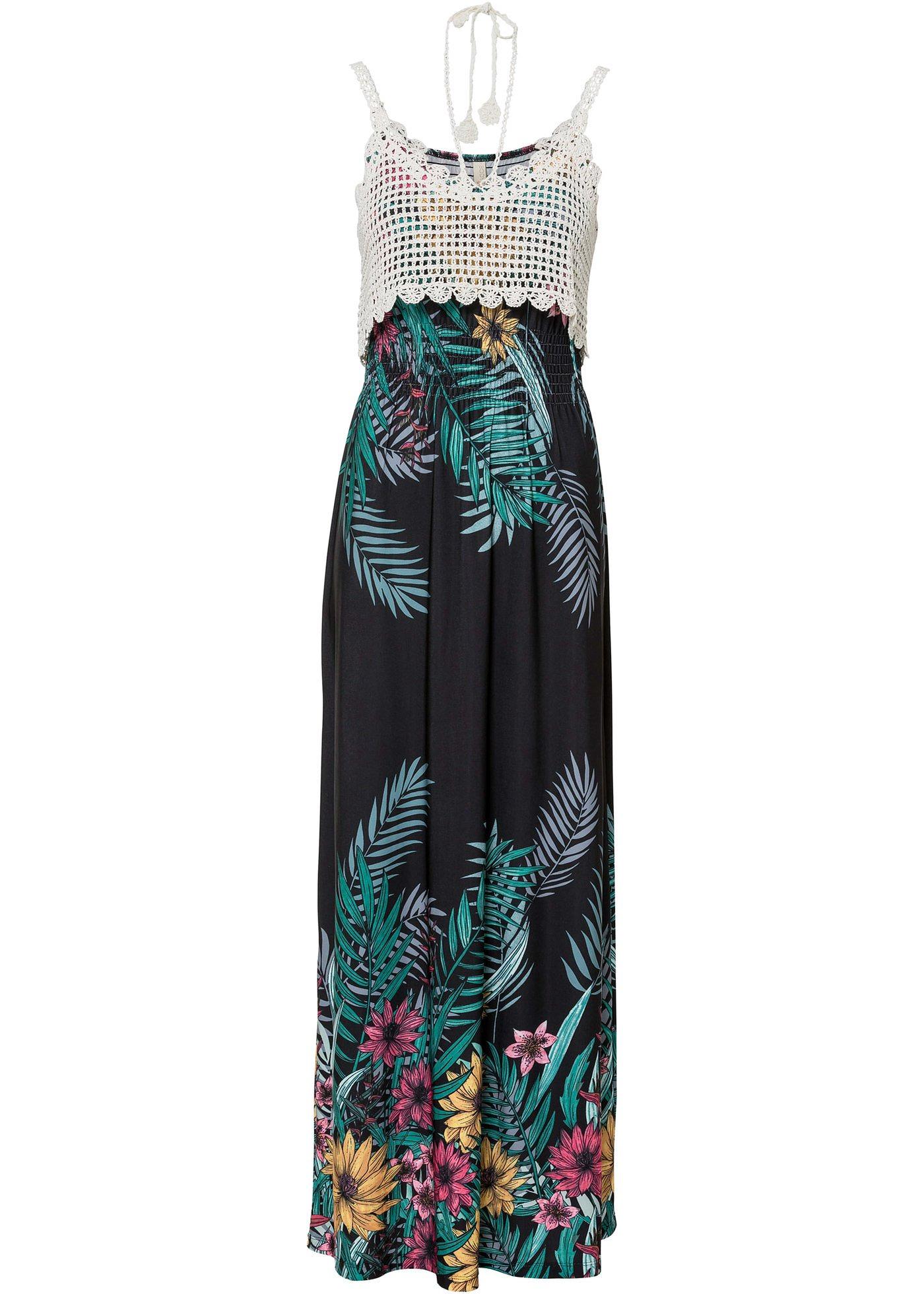 Robe longue à empiècement crochet