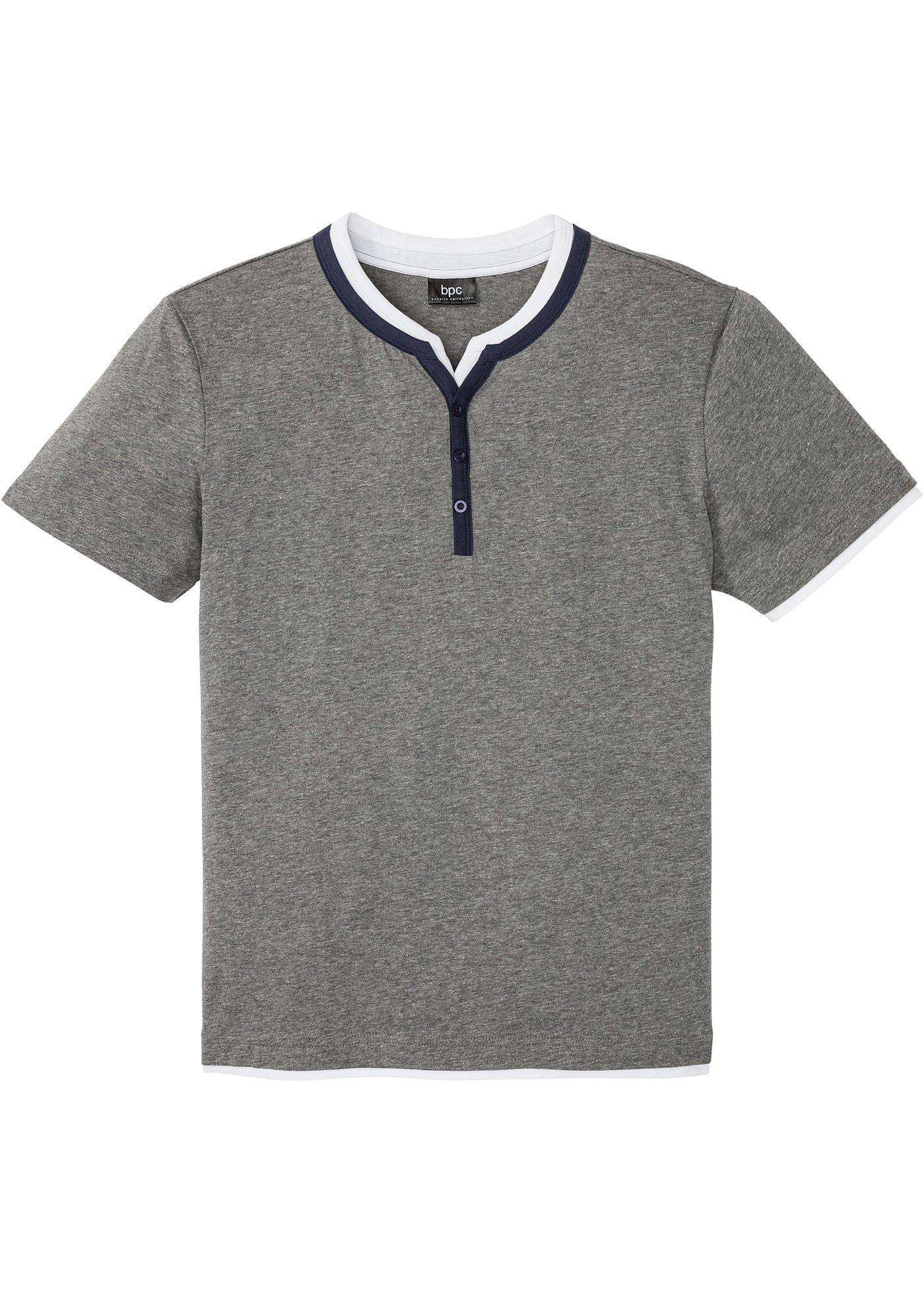 T-shirt col Henley, manches courtes