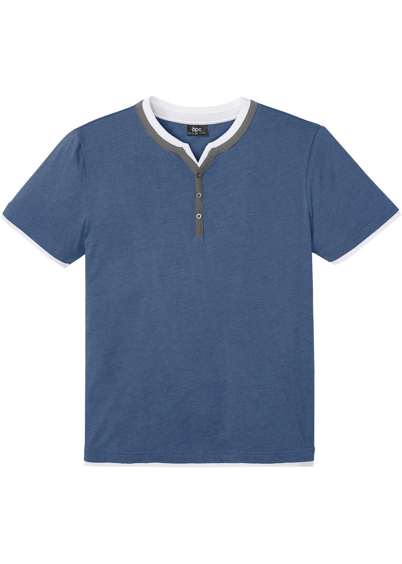 T-shirt col Henley, manches courtes