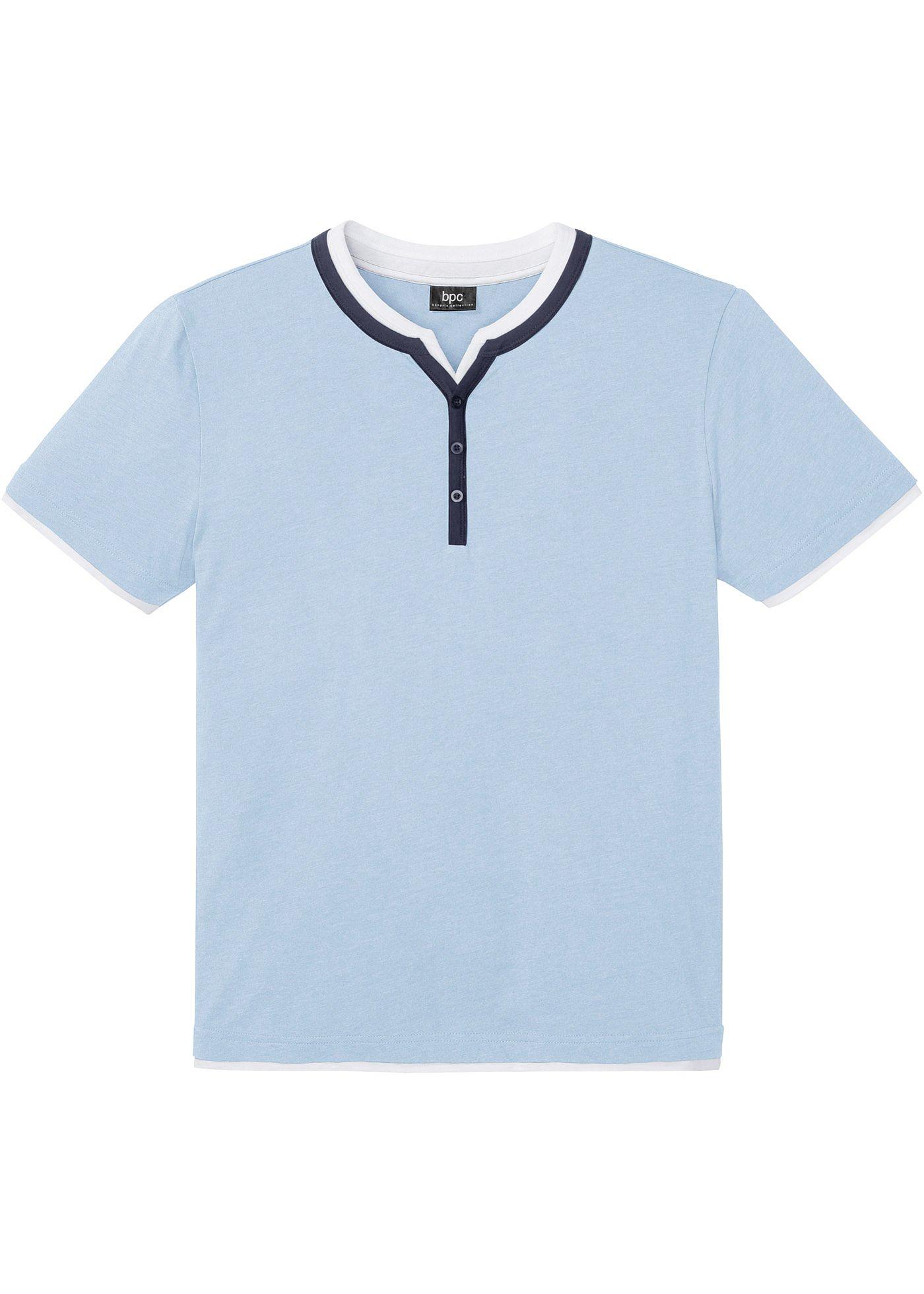 T-shirt col Henley, manches courtes