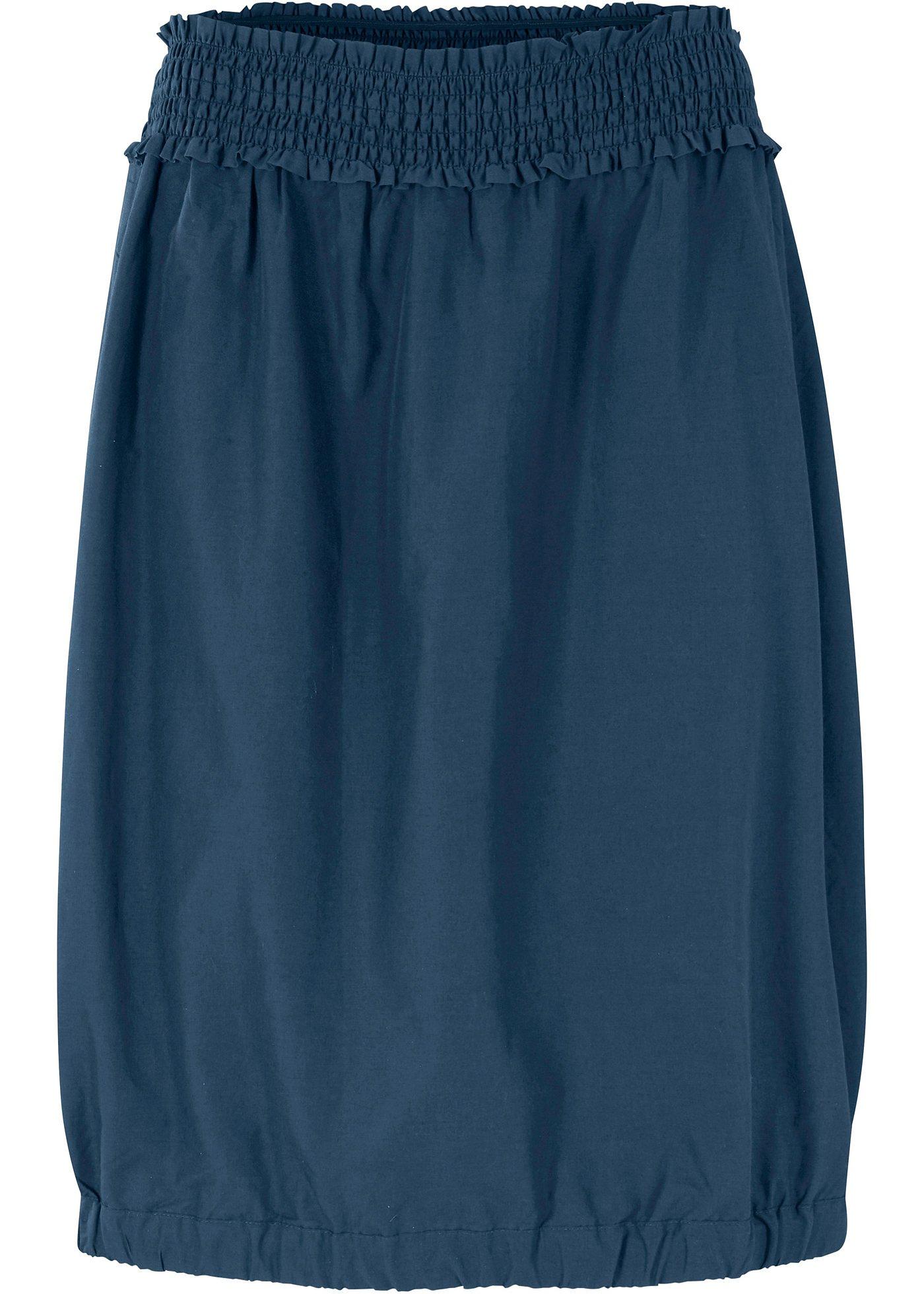 Jupe boule en coton longueur genou avec taille smockée