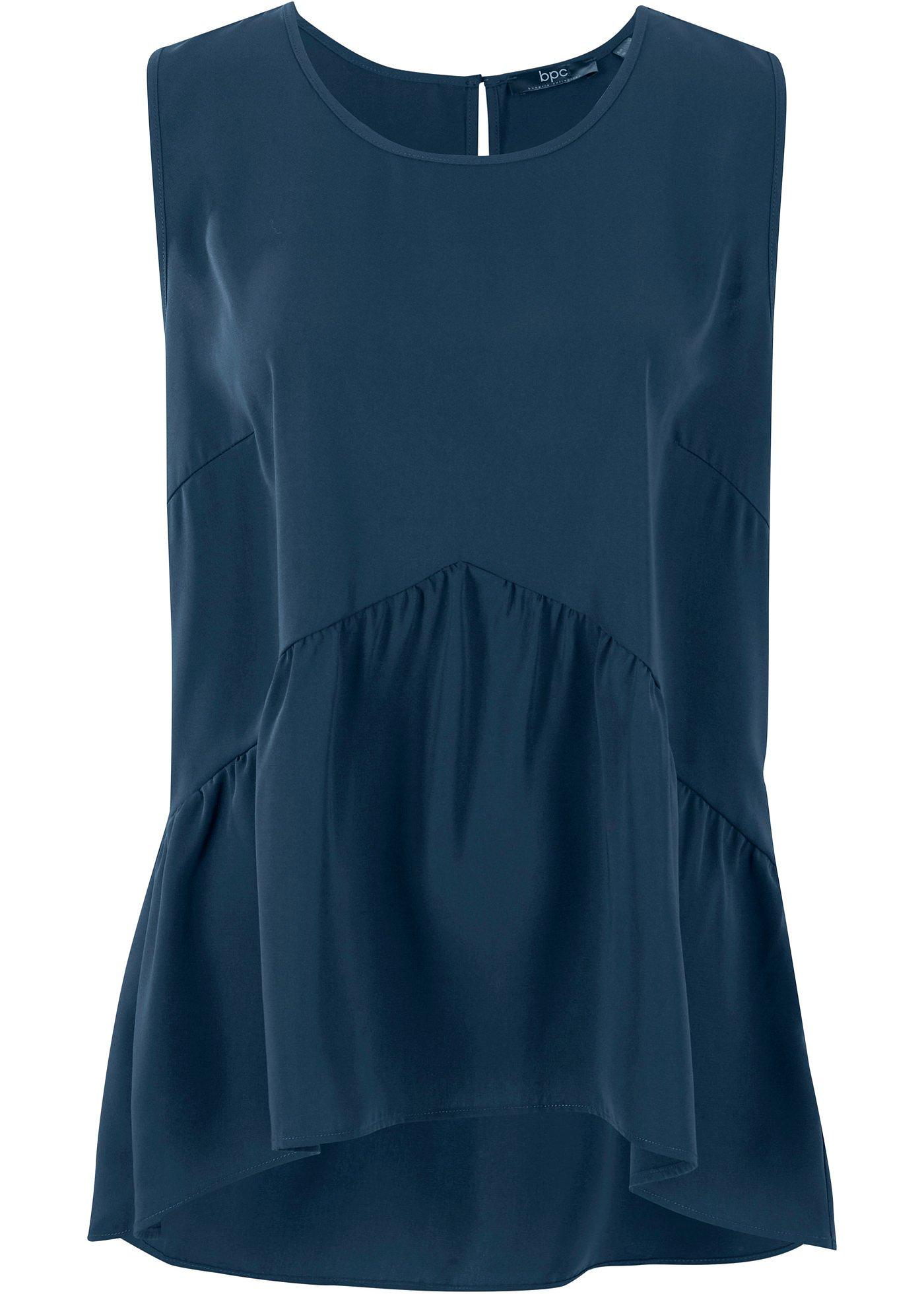 Top-blouse court-long avec basque, sans manches