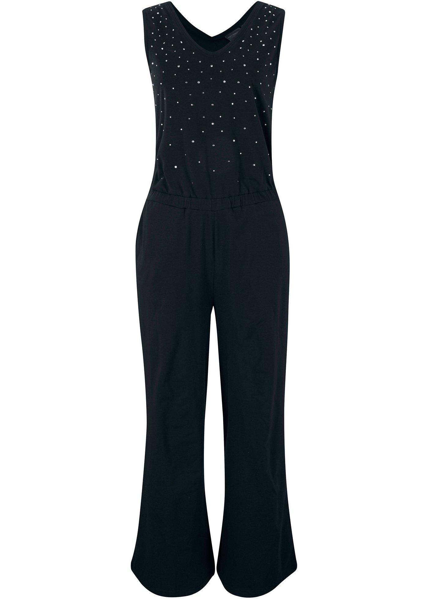 Combi pantalon en jersey avec pierres brillantes