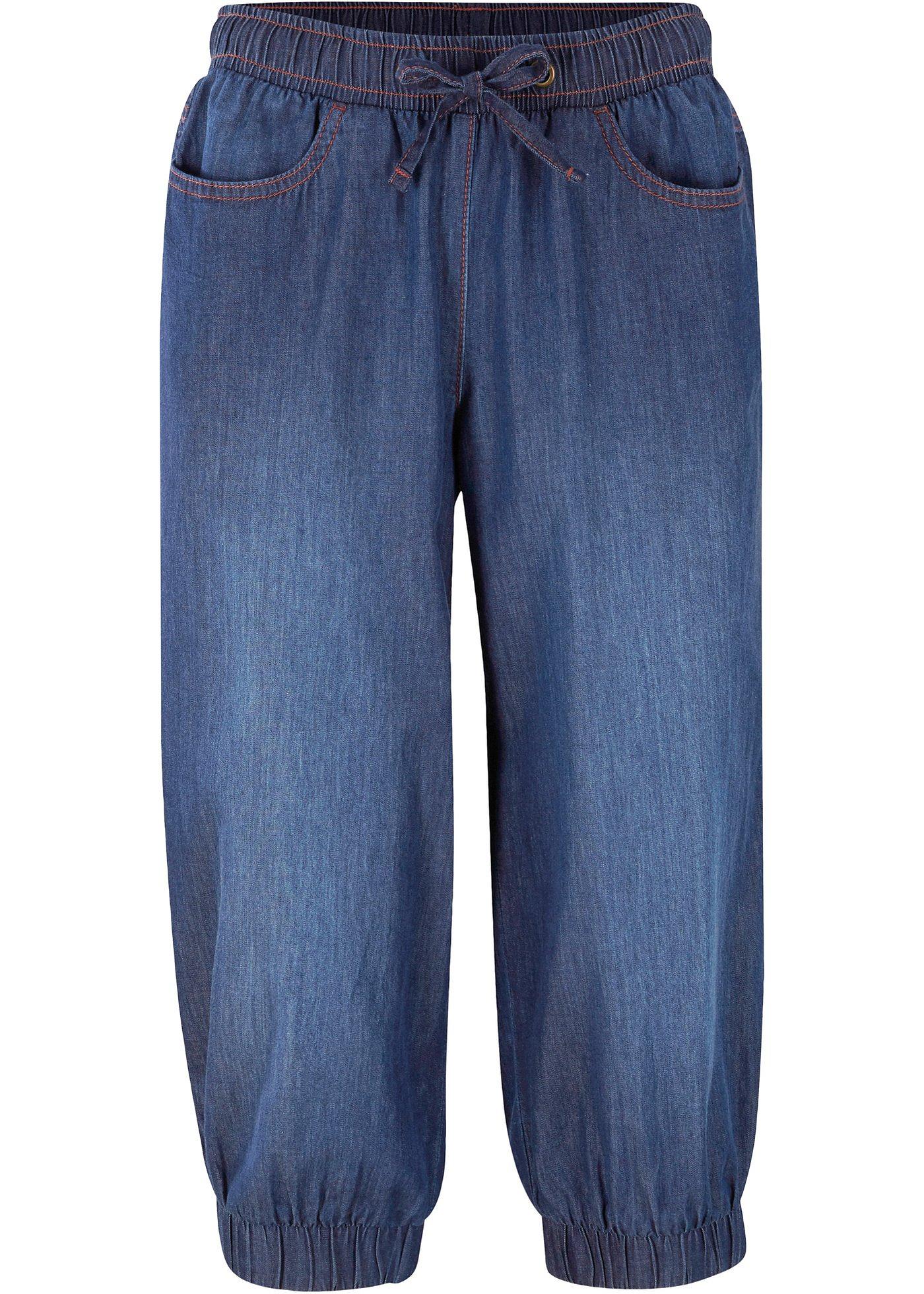 Jean corsaire en coton avec taille confortable et finitions élastiques