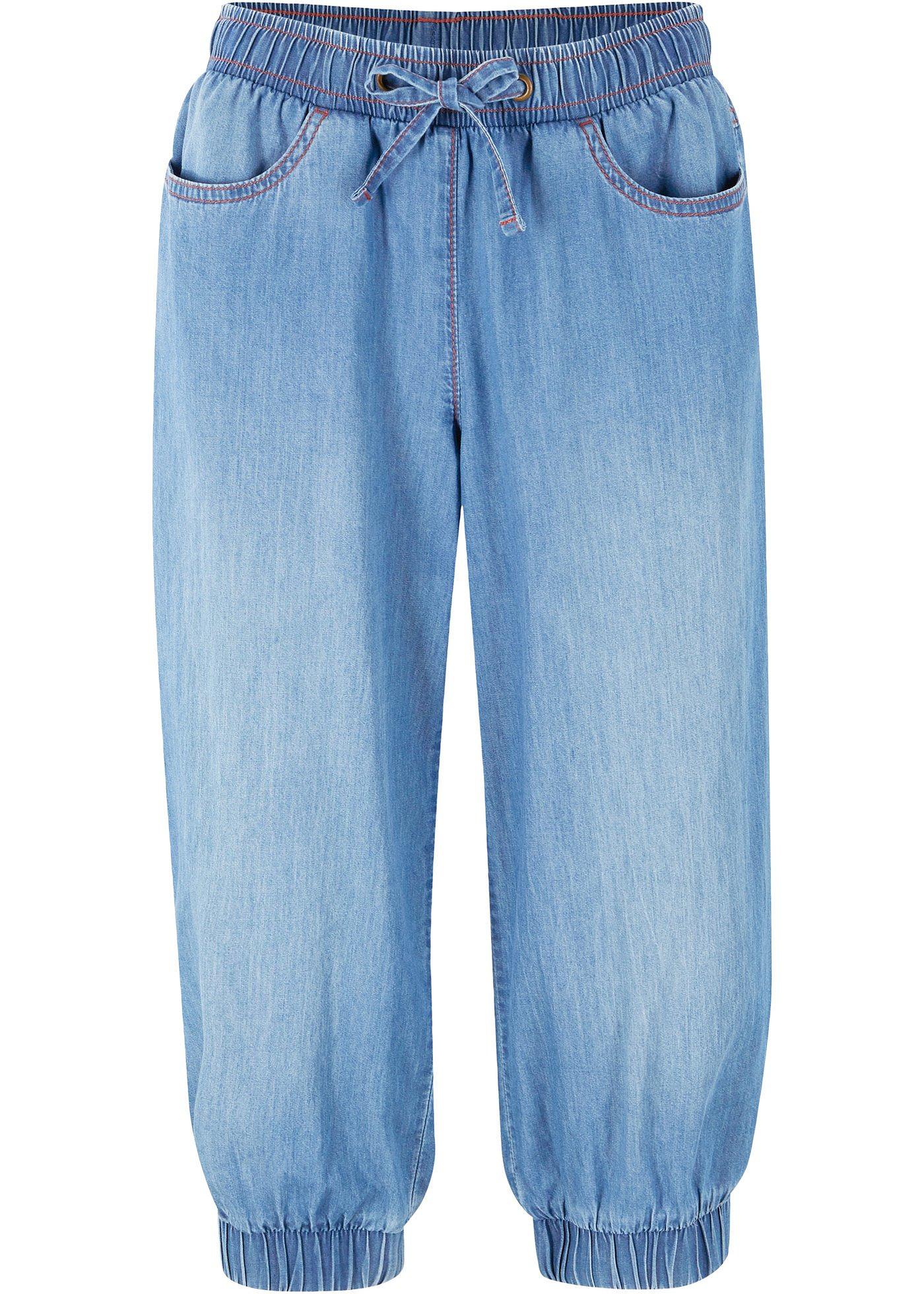 Jean corsaire en coton avec taille confortable et finitions élastiques