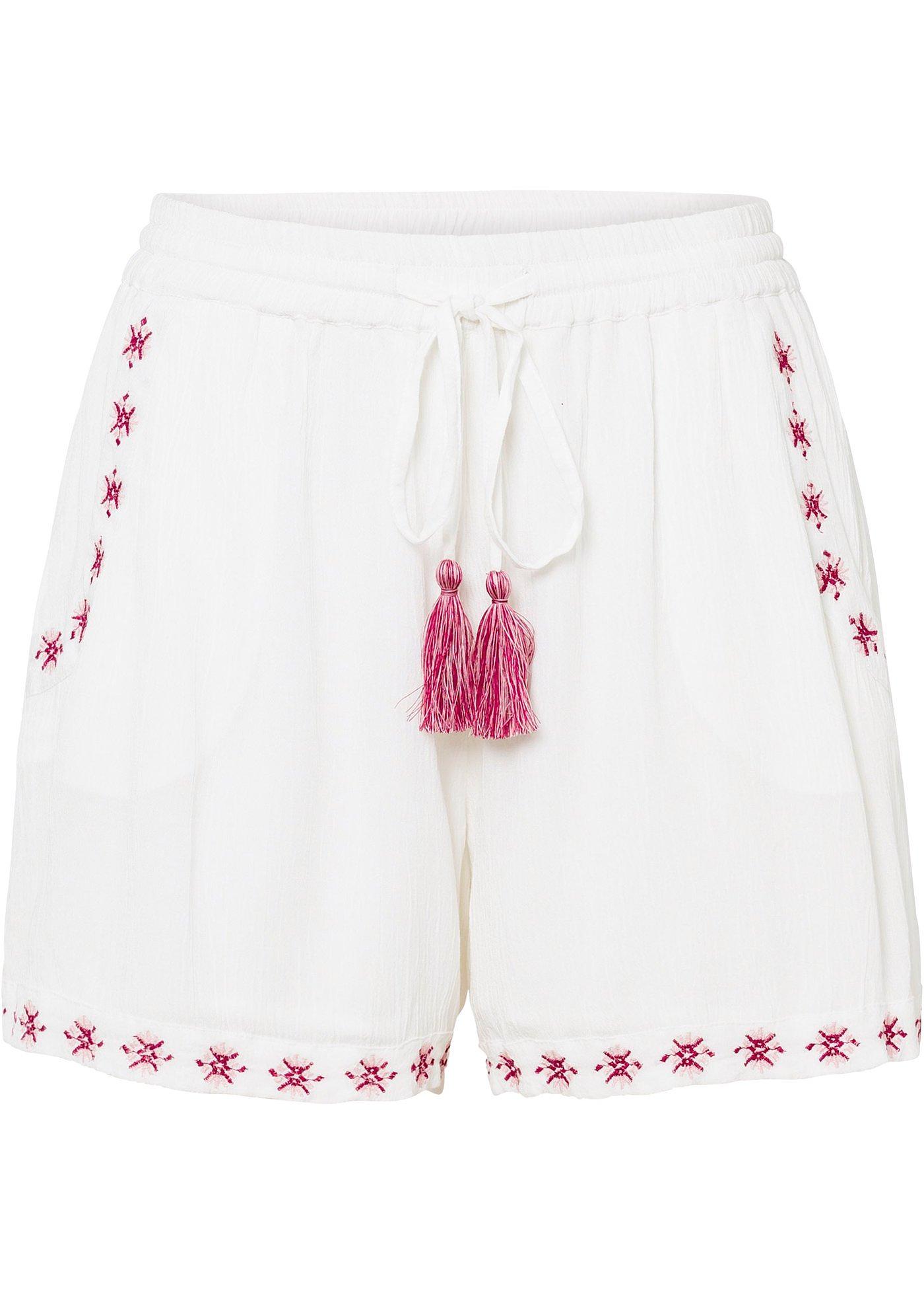 Short tissé avec broderie