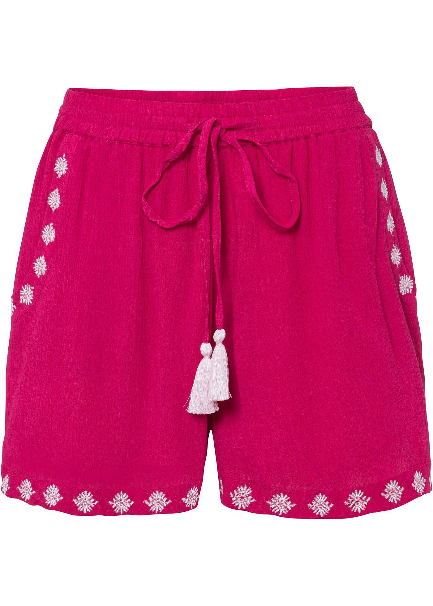 Short tissé avec broderie