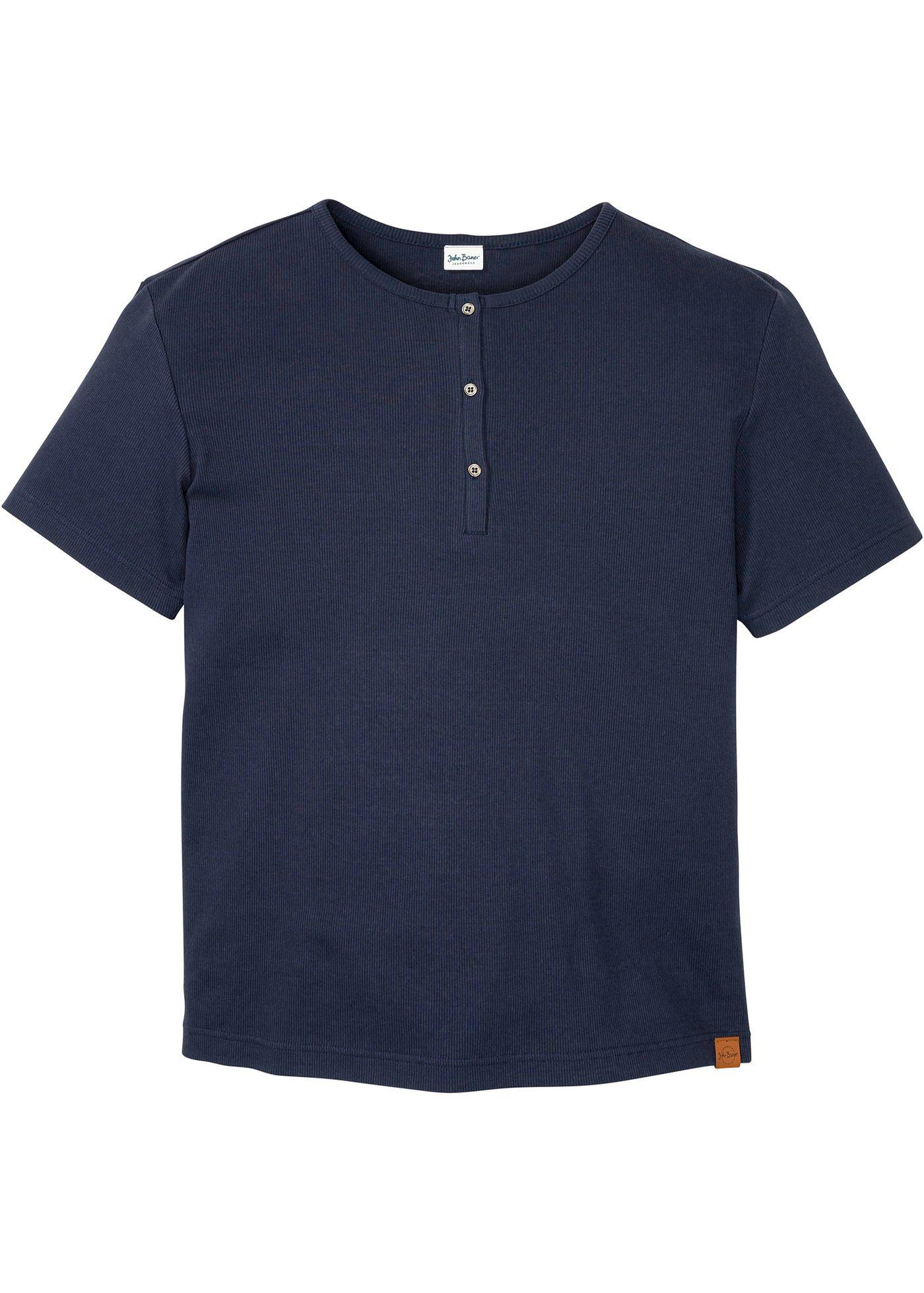 T-shirt col Henley, manches courtes