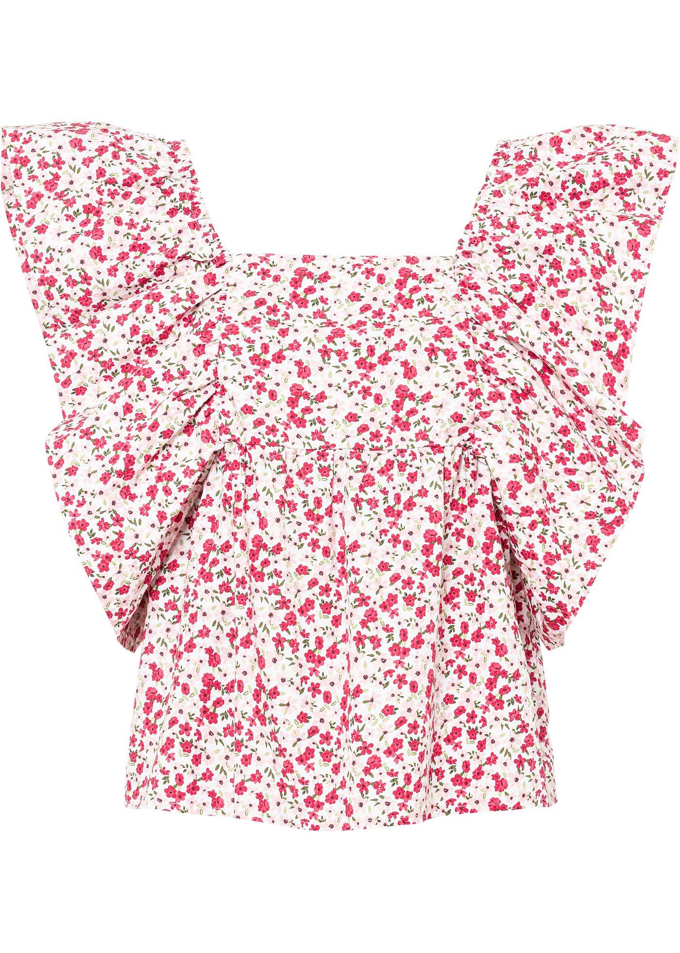 Blouse à volant et imprimé fleuri