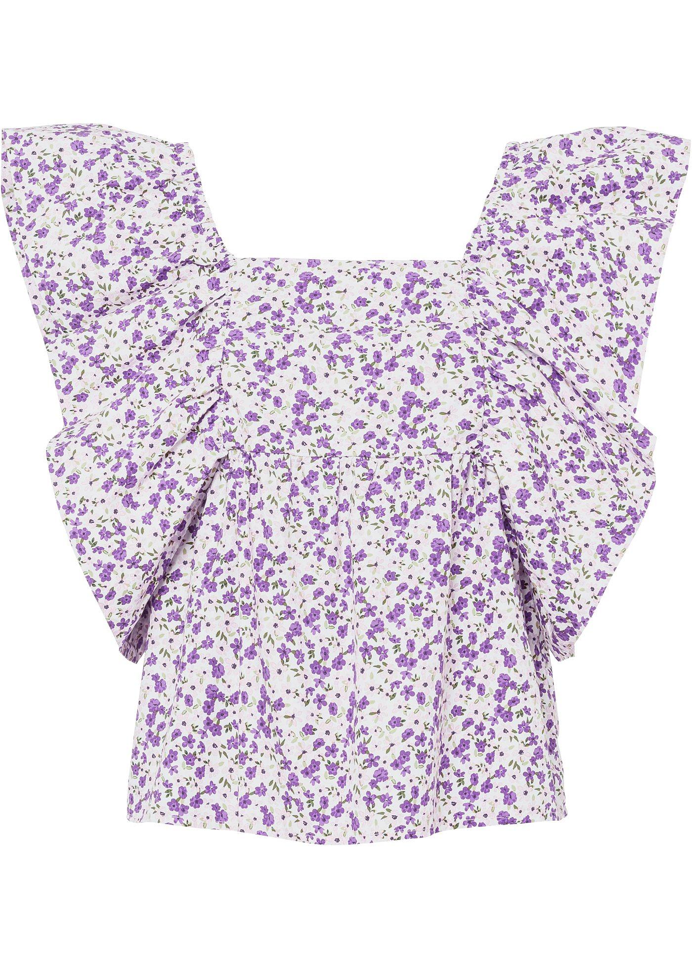 Blouse à volant et imprimé fleuri