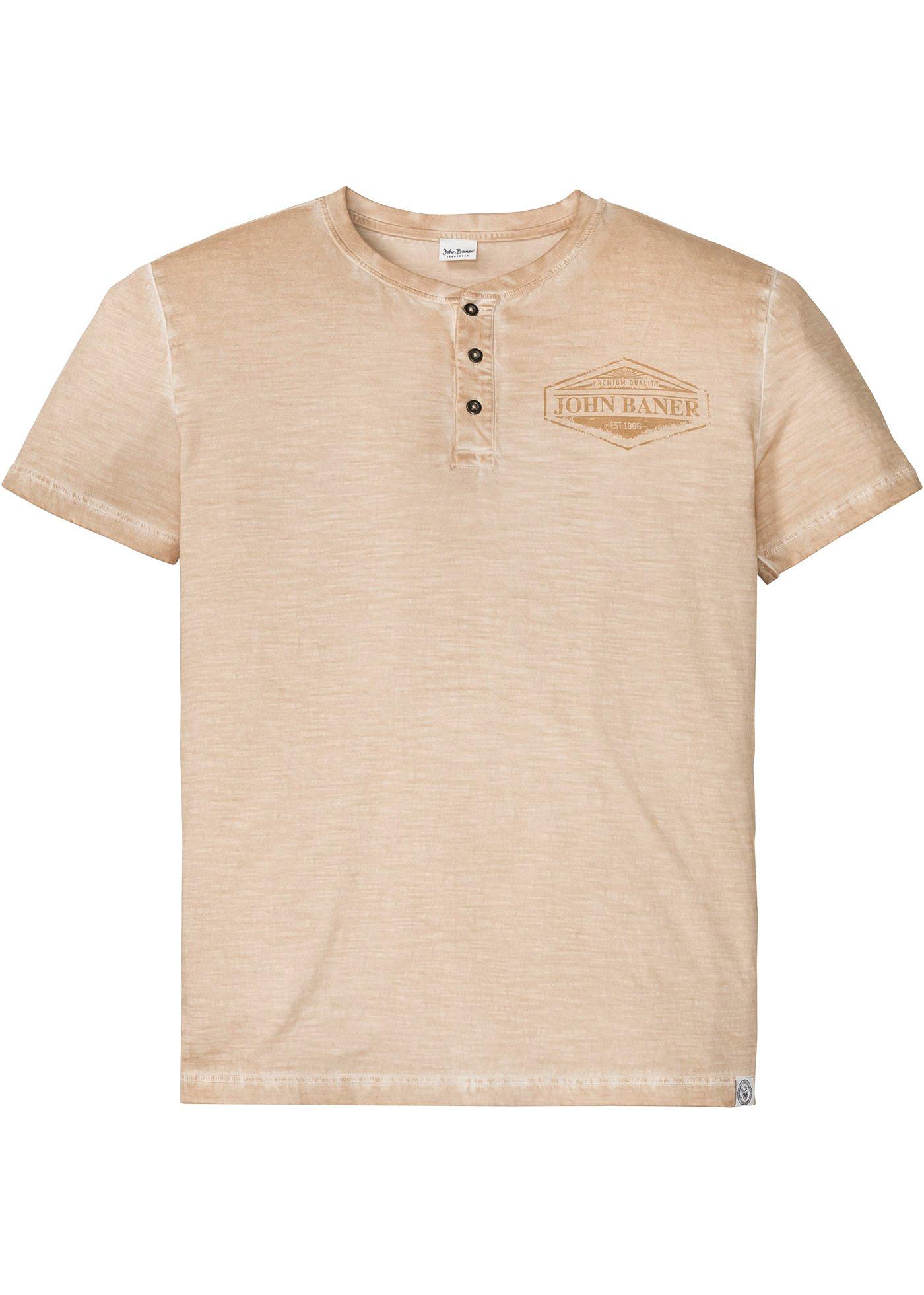 T-shirt col Henley, manches courtes