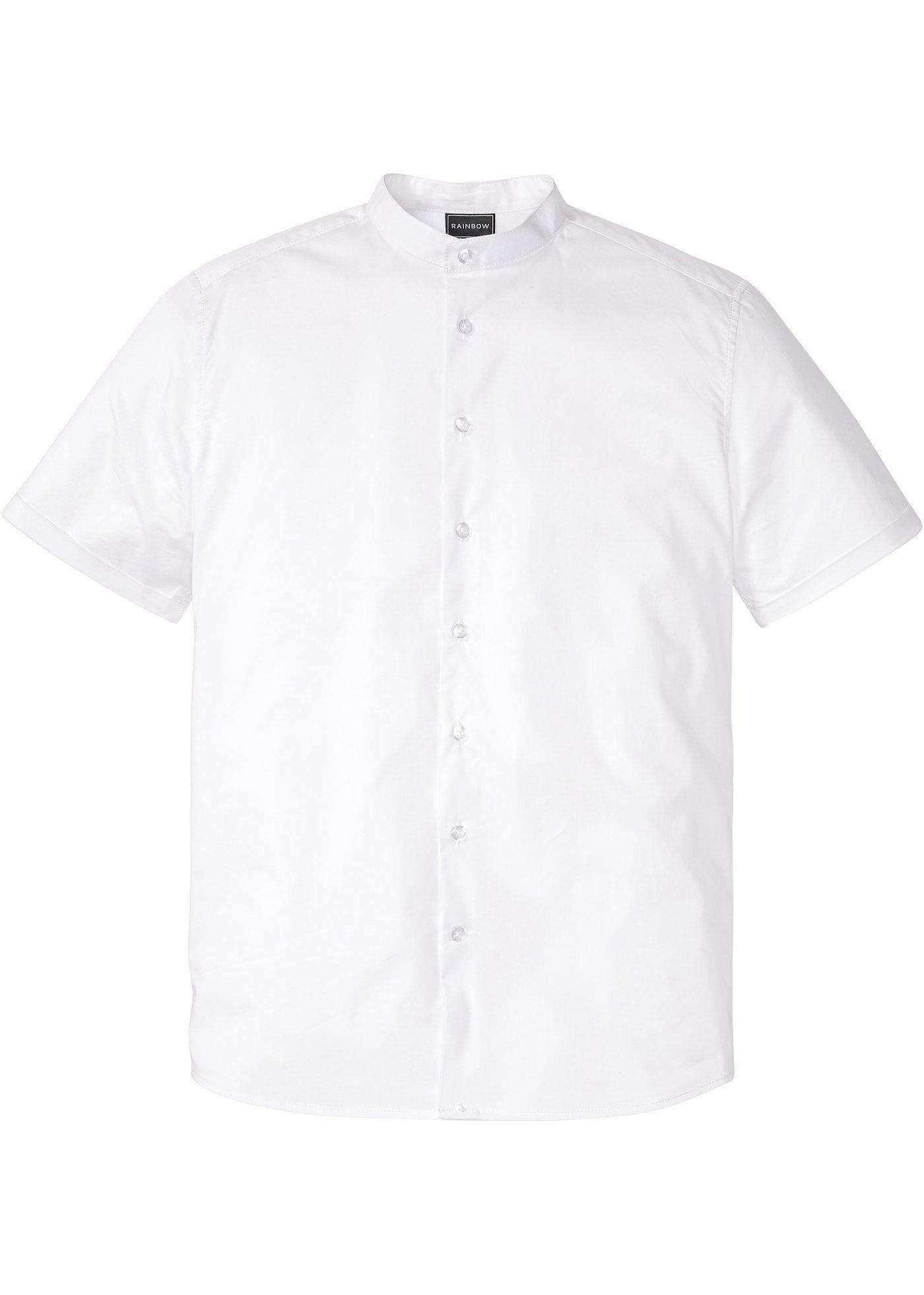 Chemise manches courtes extensible avec col montant, Slim Fit