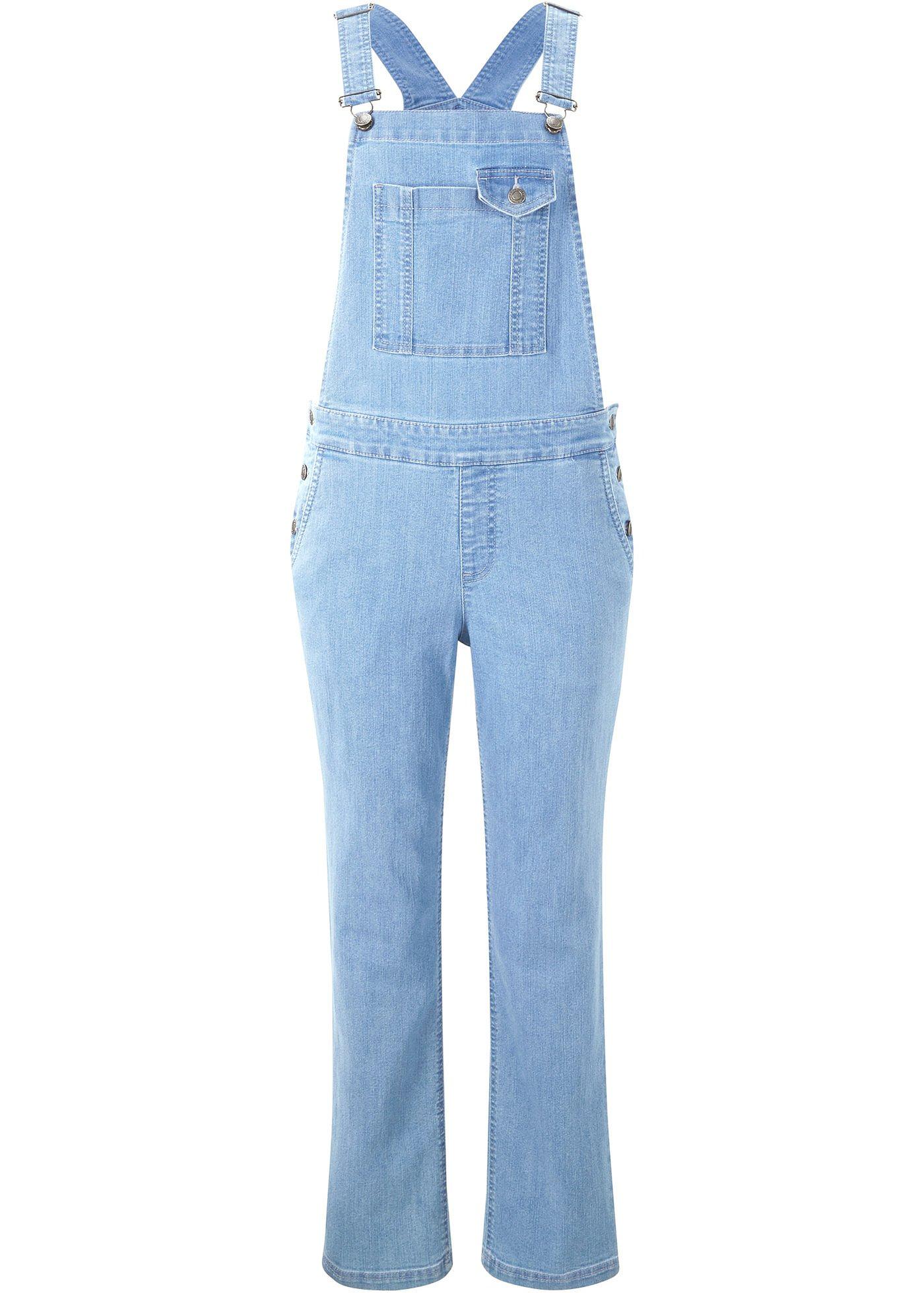 Salopette en jean extensible, longueur cheville, Wide