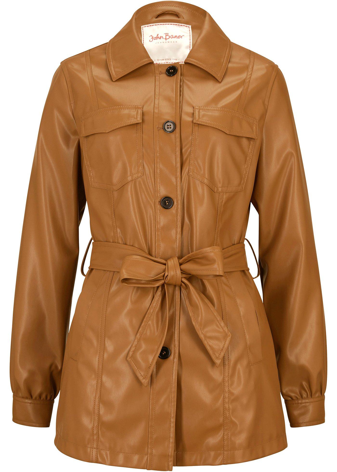 Veste synthétique imitation cuir avec ceinture