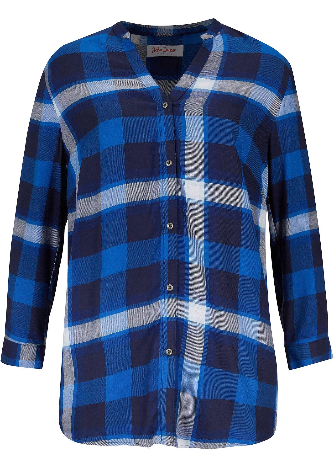 Chemisier à carreaux, manches 3/4