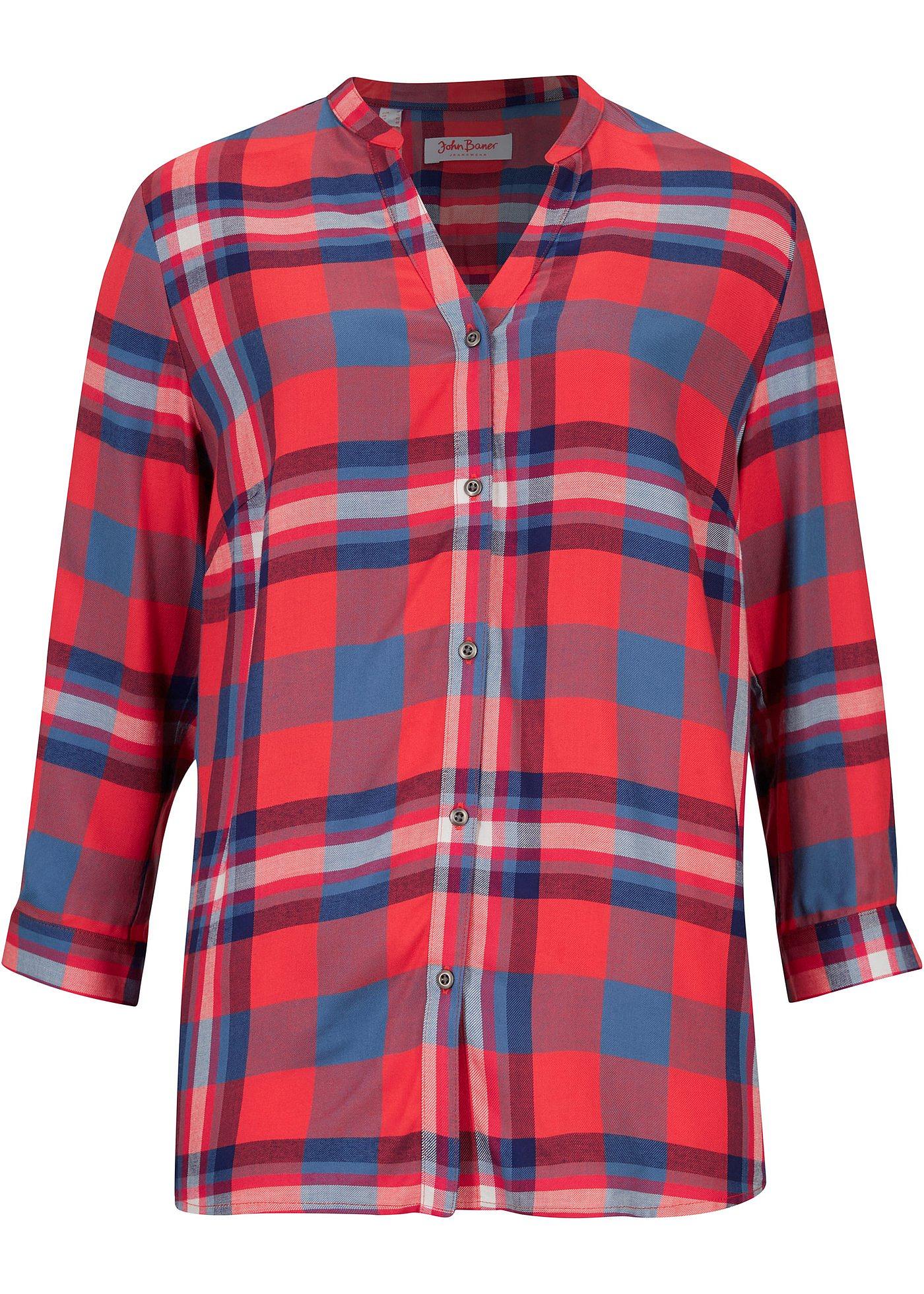 Chemisier à carreaux, manches 3/4