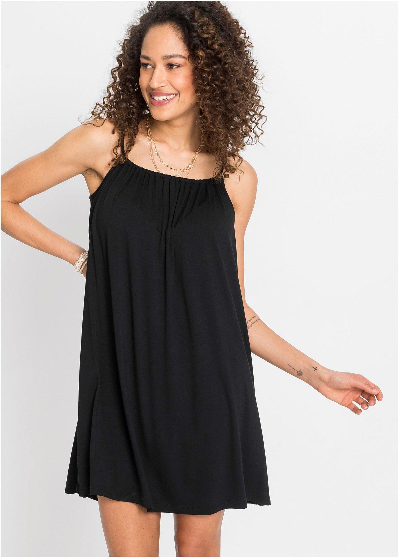 Robe en jersey à bretelles spaghetti noir