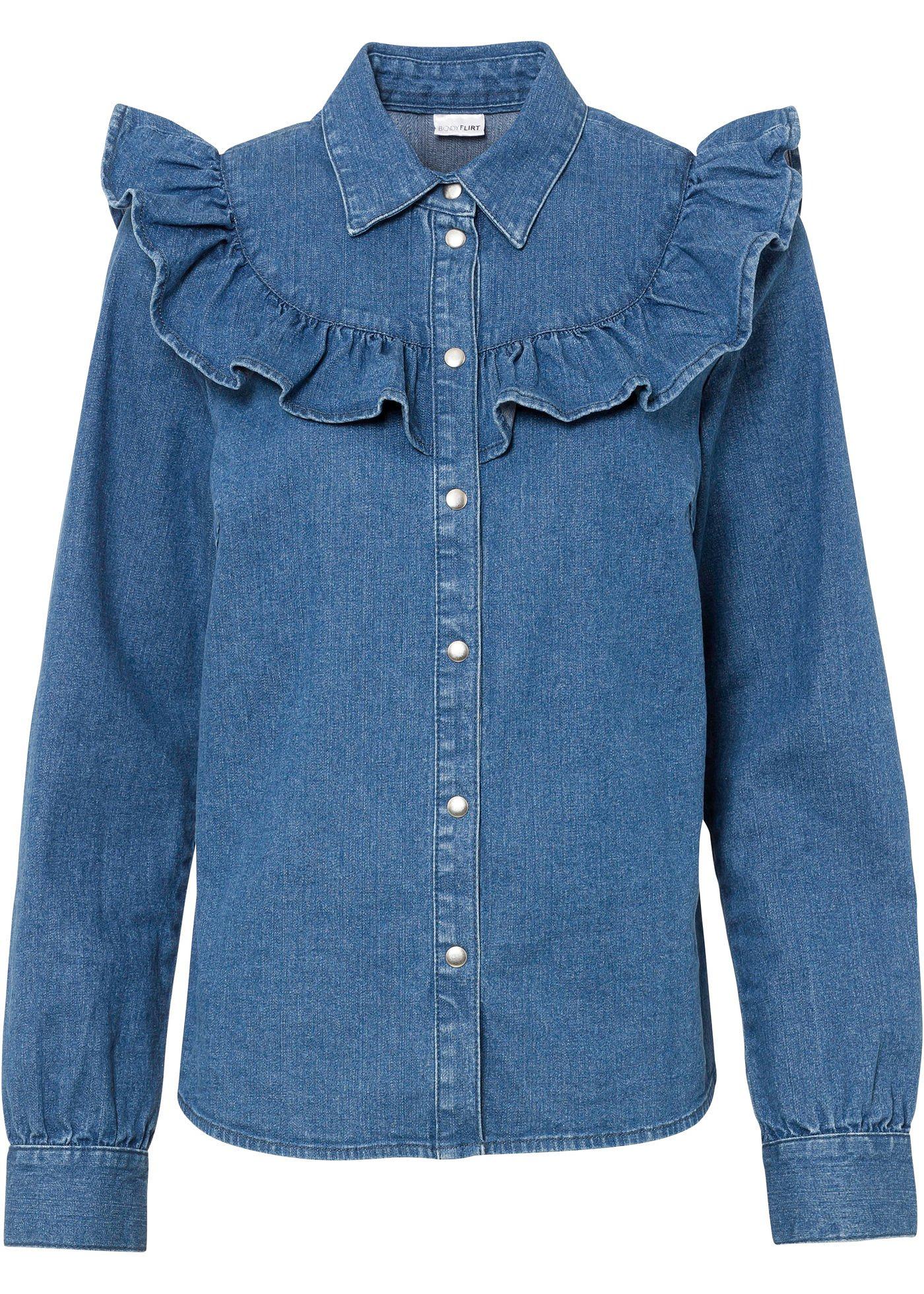 Chemisier en jean à volants