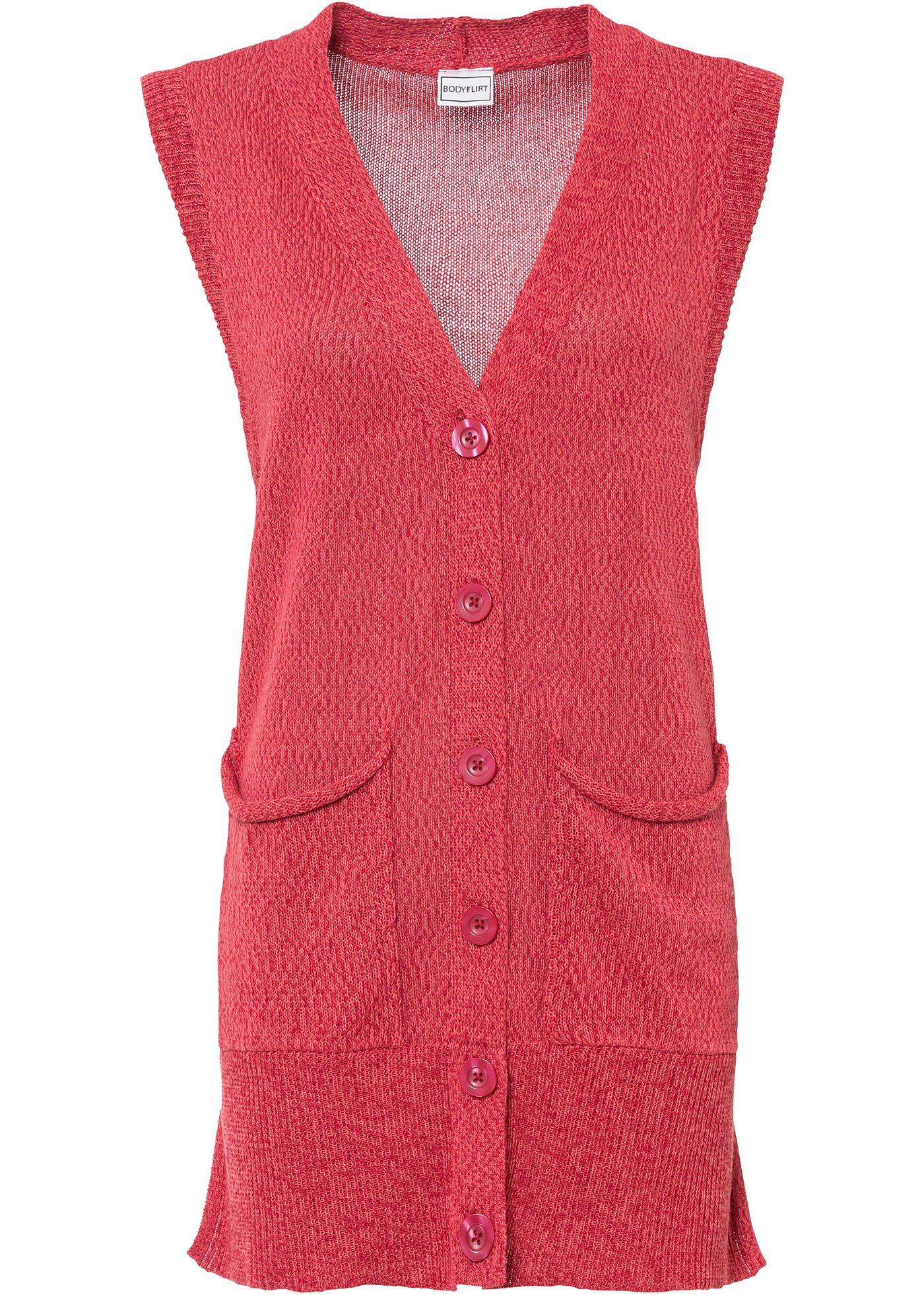 Gilet long en maille sans manches en polyester recyclé