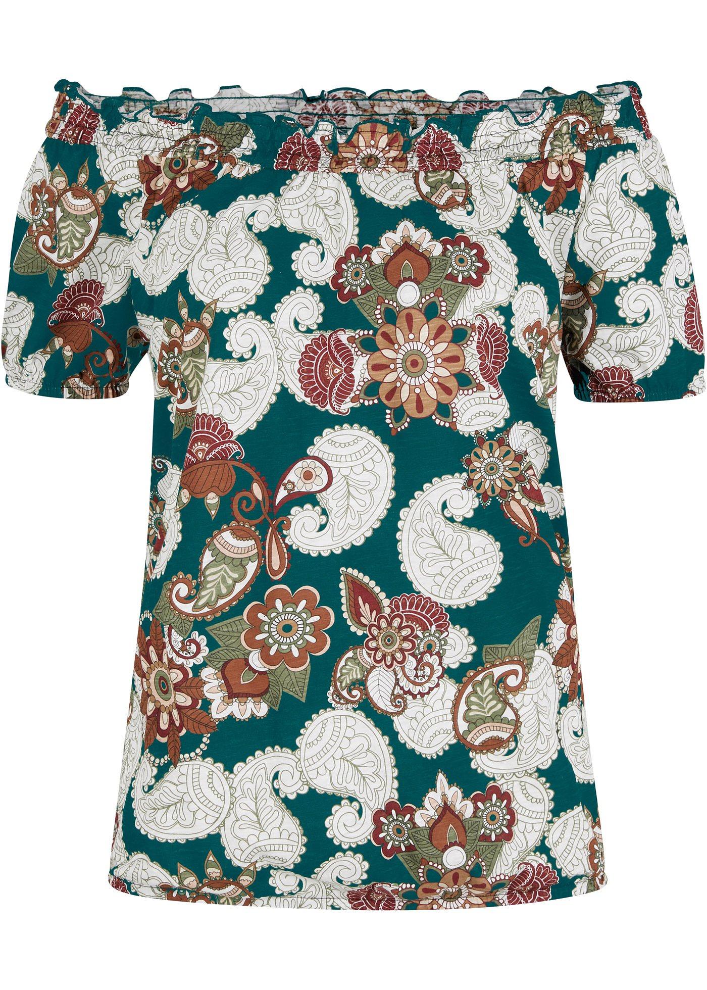 T-shirt Carmen à imprimé, manches courtes