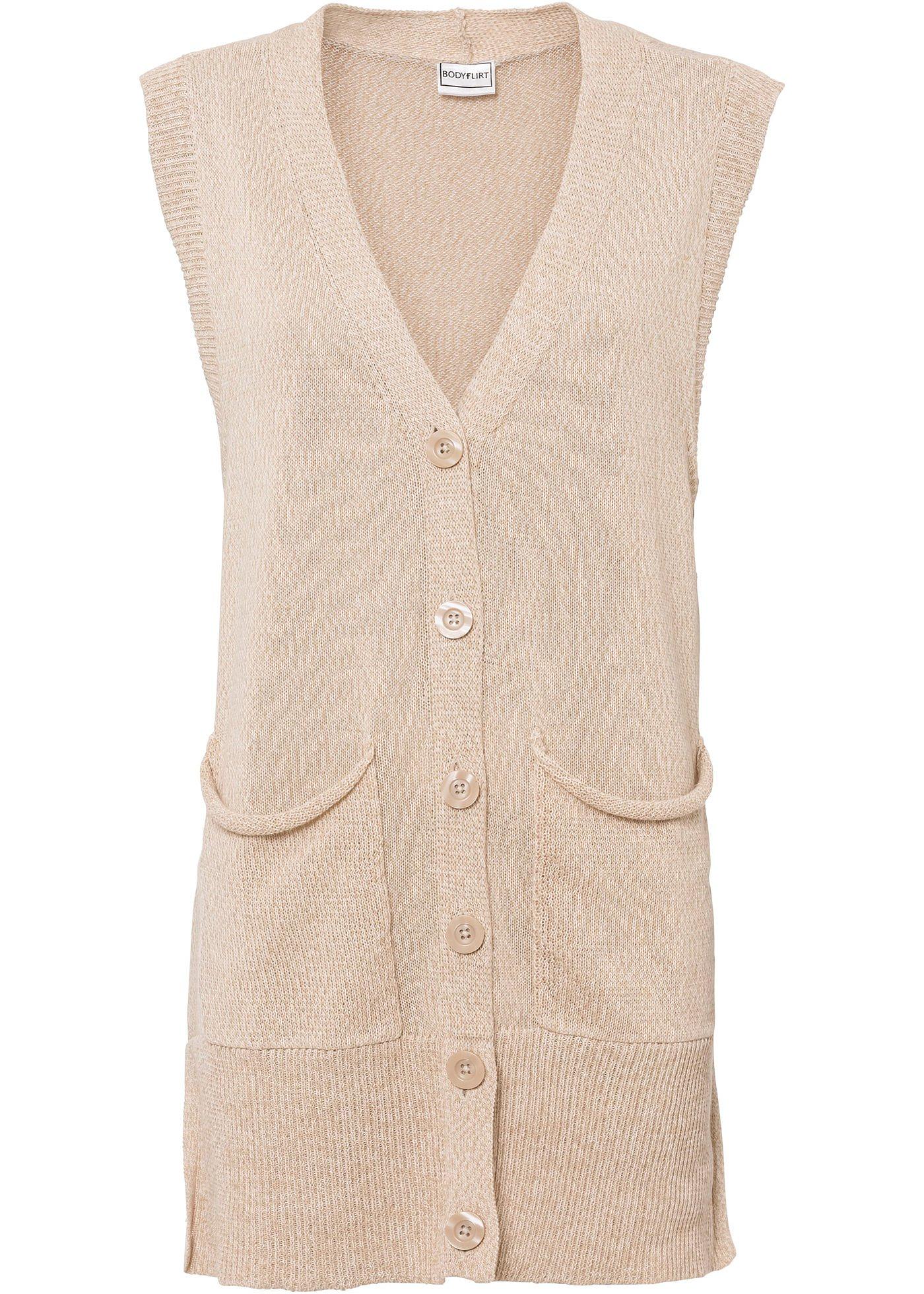 Gilet long en maille sans manches en polyester recyclé