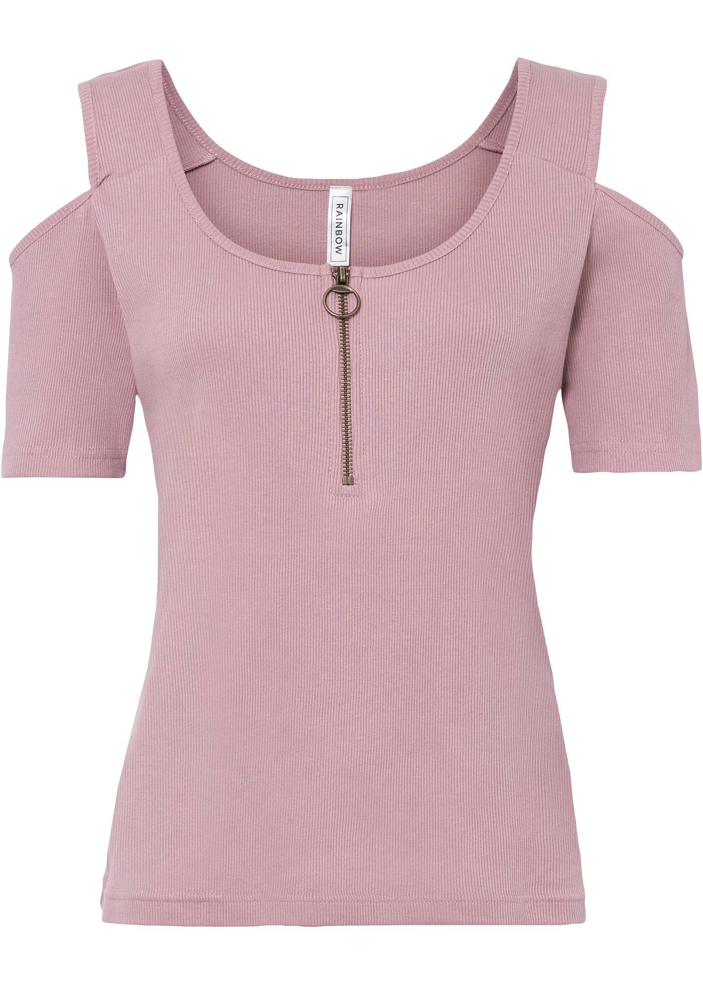 T-shirt côtelé à épaules découvertes