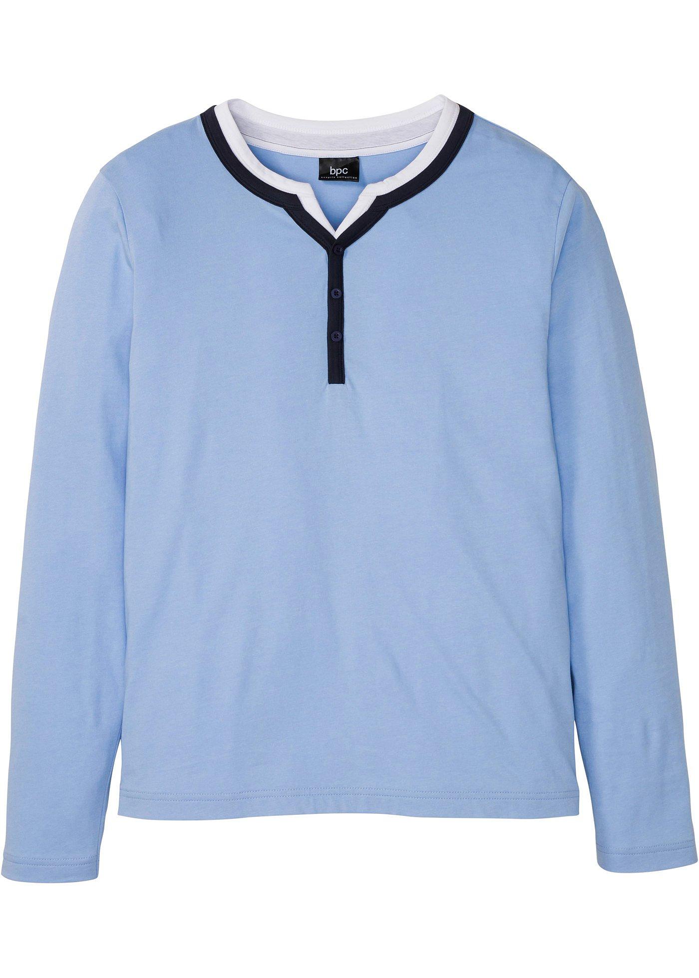 T-shirt col Henley, manches longues