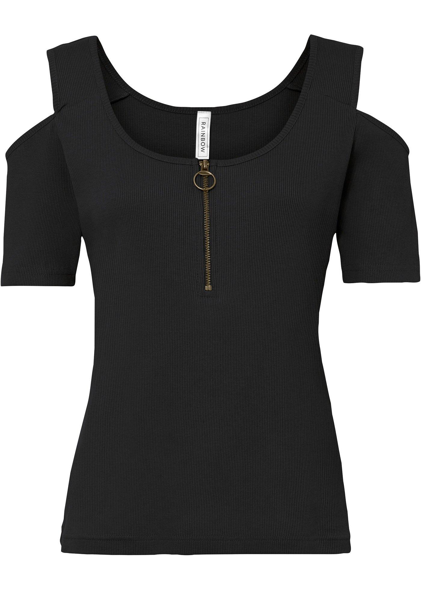 T-shirt côtelé à épaules découvertes