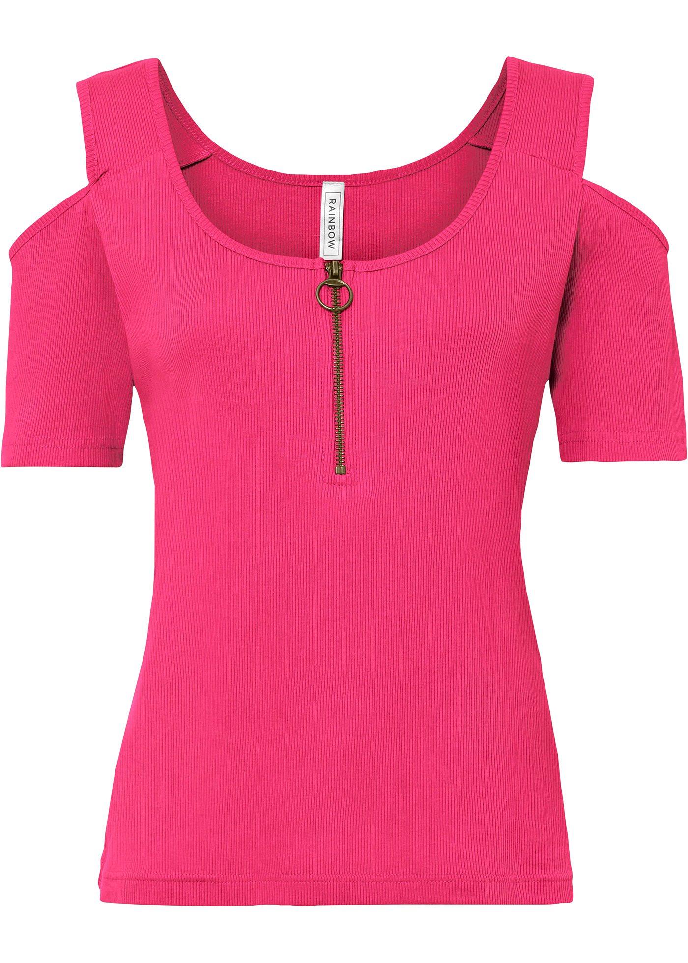 T-shirt côtelé à épaules découvertes