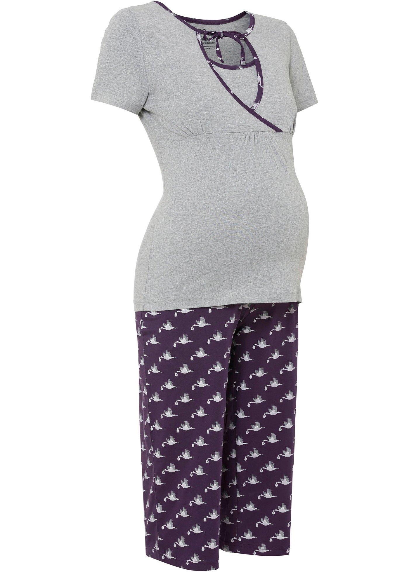 Pyjama corsaire de grossesse avec coton bio